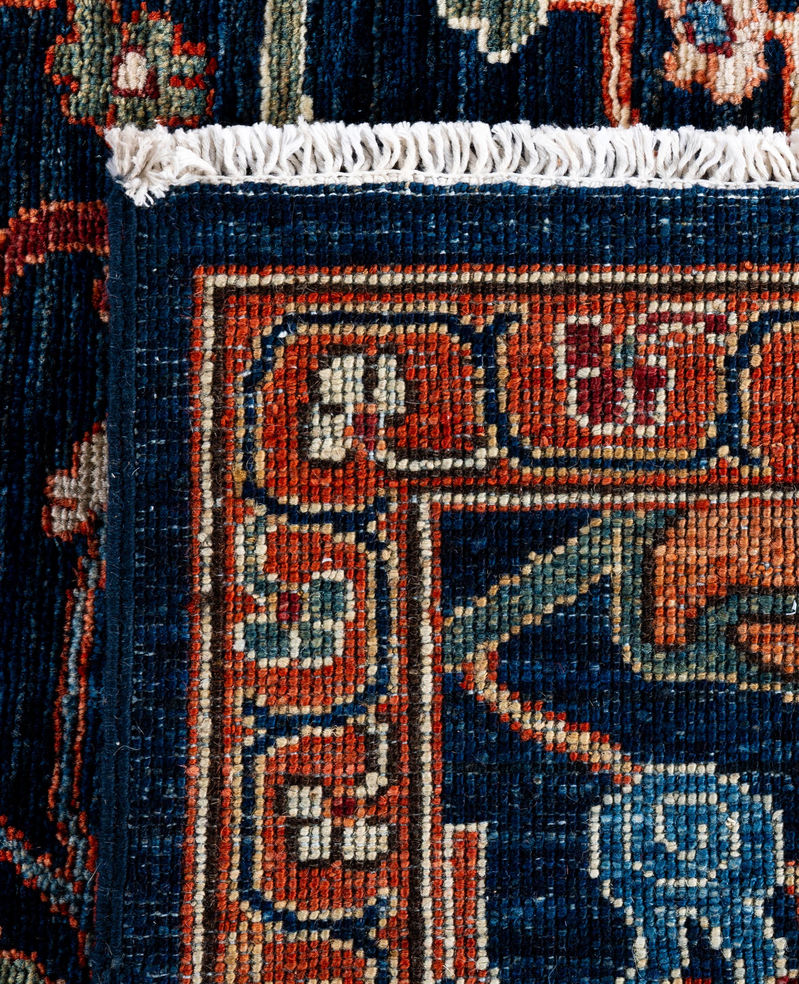 Traditioneller handgeknüpfter blauer Serapi-Wollteppich 8' 0