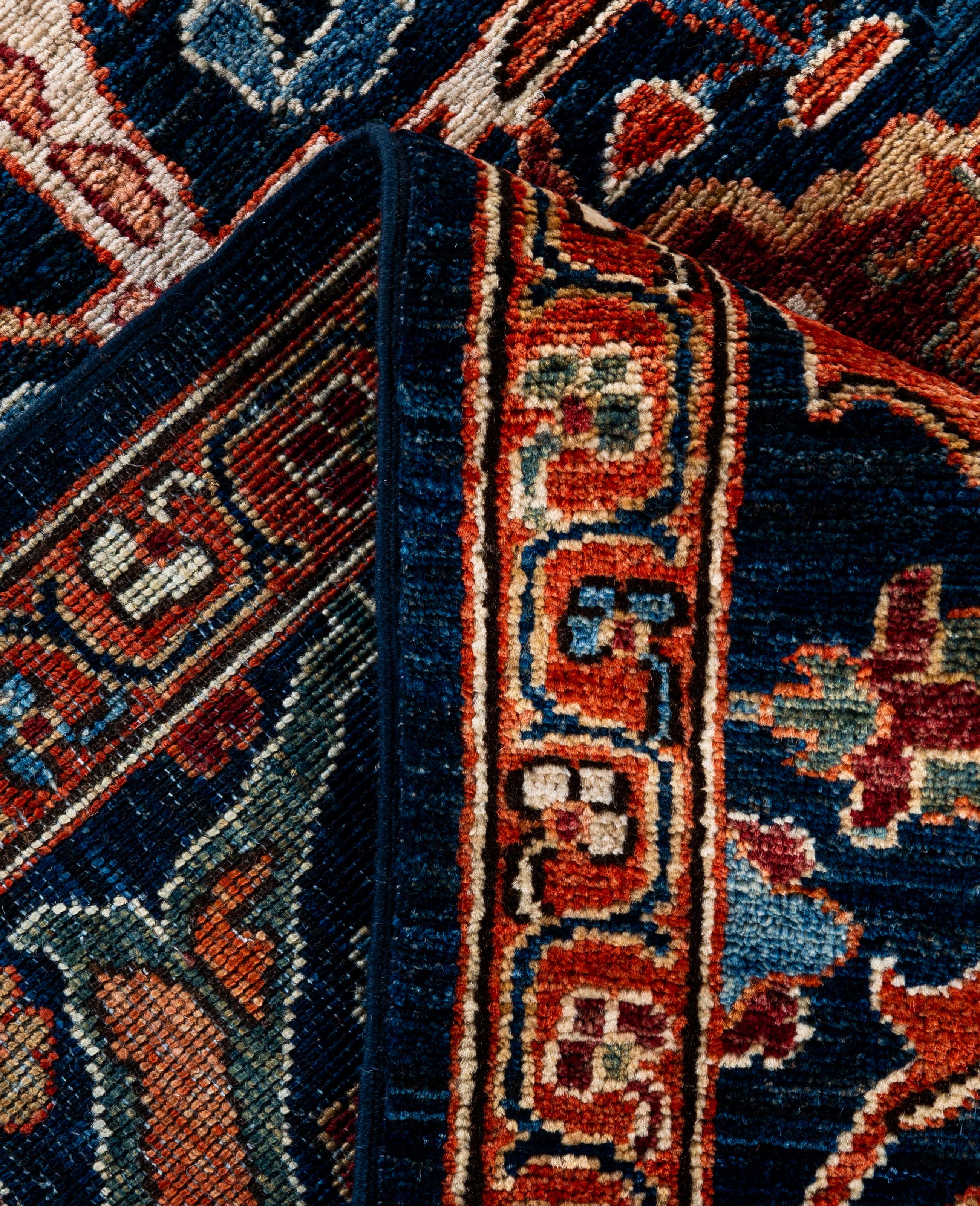 Traditioneller handgeknüpfter blauer Serapi-Wollteppich 8' 0