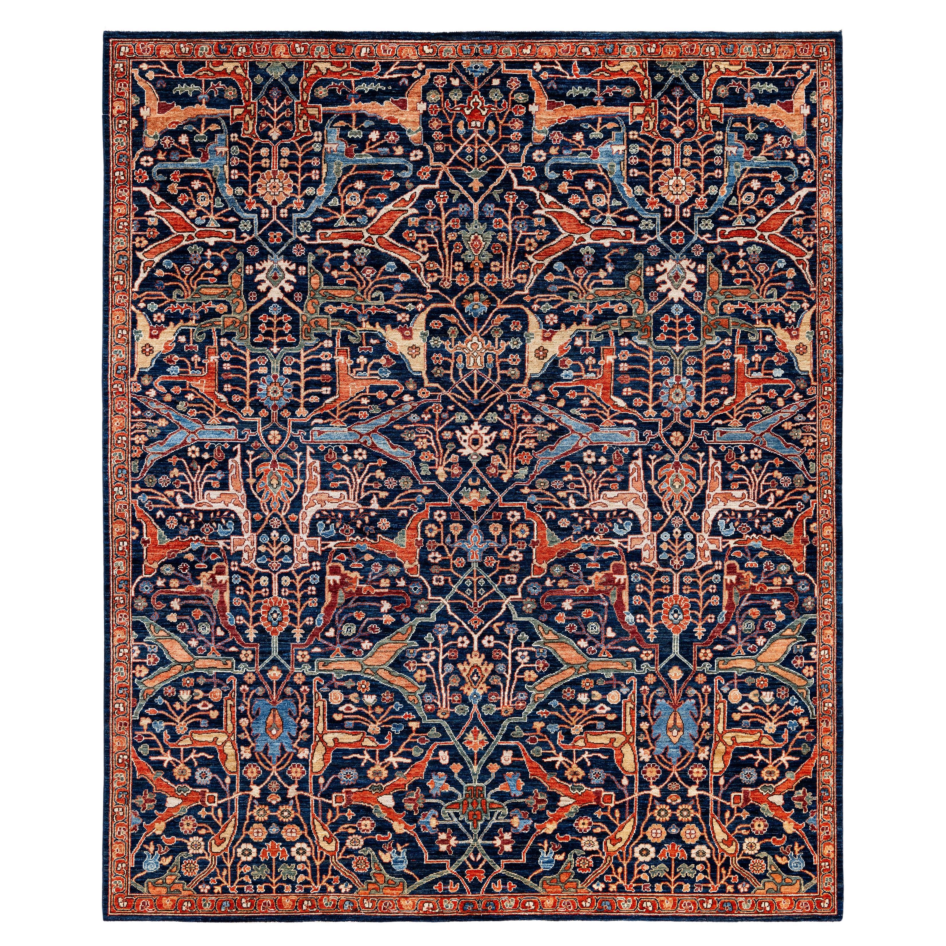 Traditional Tribal Serapi Wool Hand Knotted Blue Area Rug 8' 0" x 9' 9"