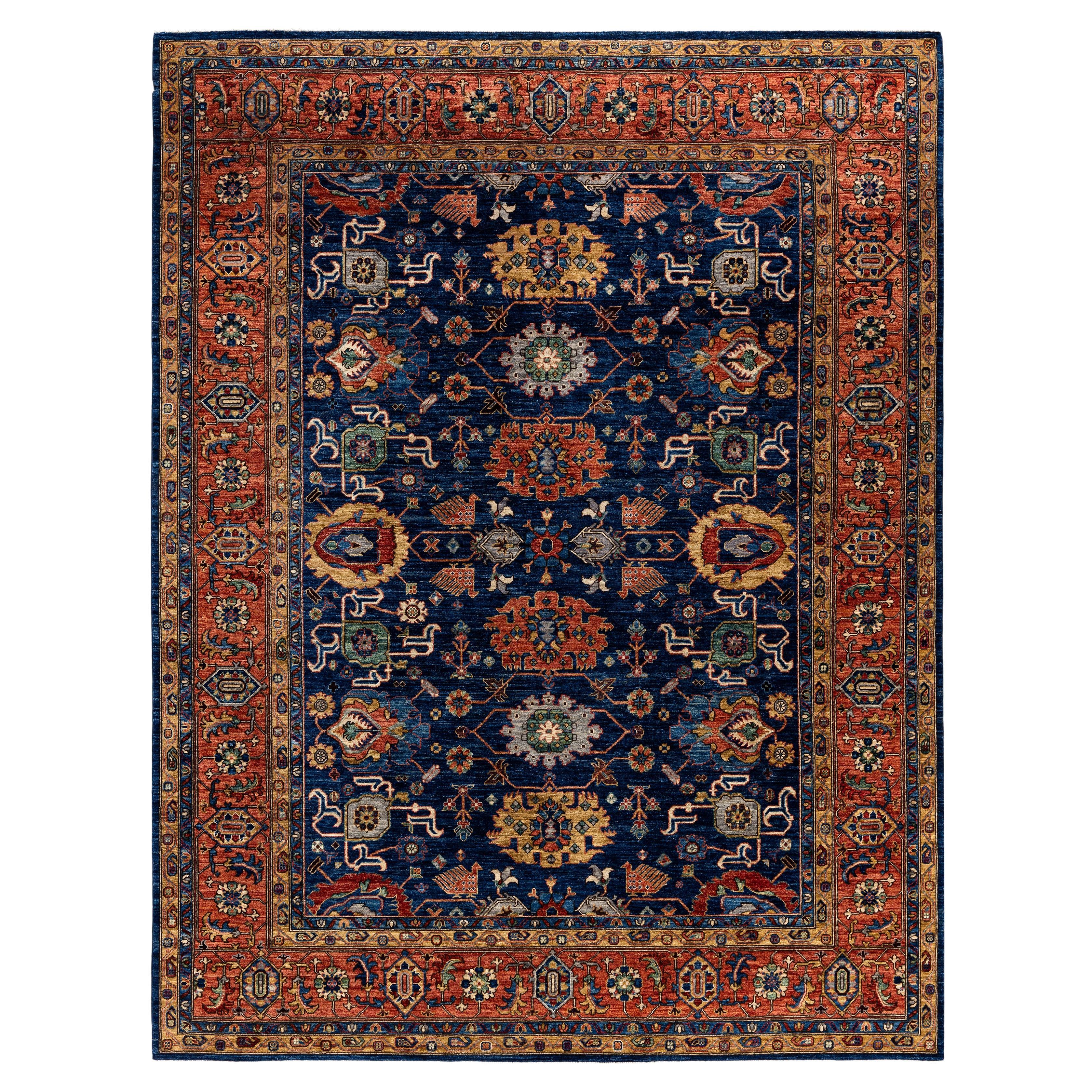 Traditional Tribal Serapi Wool Hand Knotted Blue Area Rug 8' 1" x 10' 4"