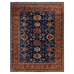 Traditional Tribal Serapi Wool Hand Knotted Blue Area Rug 8' 1" x 10' 4"
