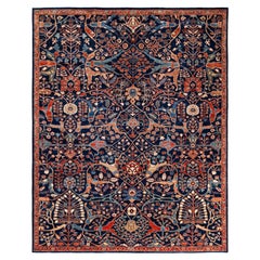 Traditional Tribal Serapi Wool Hand Knotted Blue Area Rug 8' 1" x 9' 11"