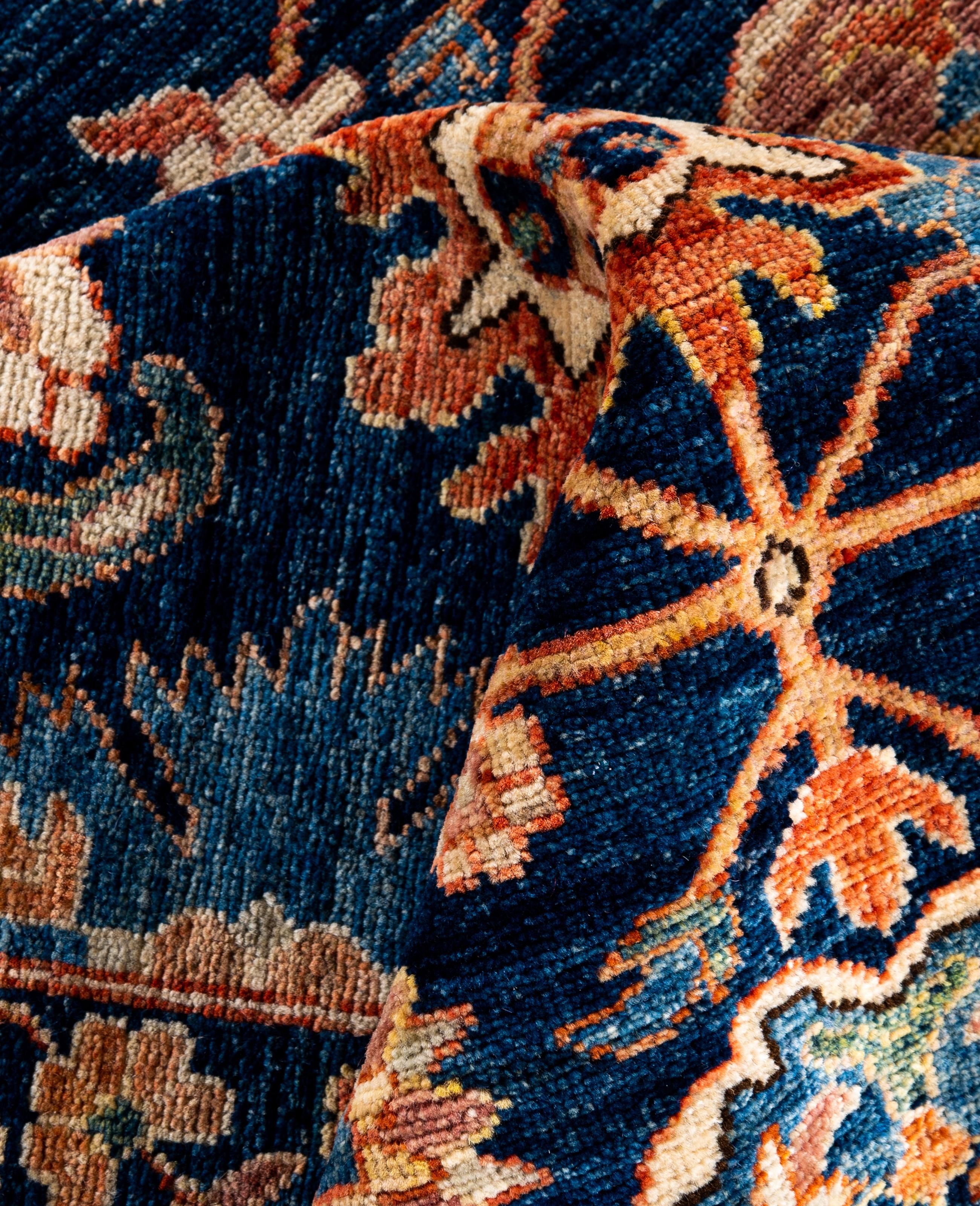 Traditional Tribal Serapi Wool Hand Knotted Blue Area Rug 8' 1