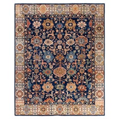 Traditional Tribal Serapi Wool Hand Knotted Blue Area Rug 8' 1" x 9' 9"