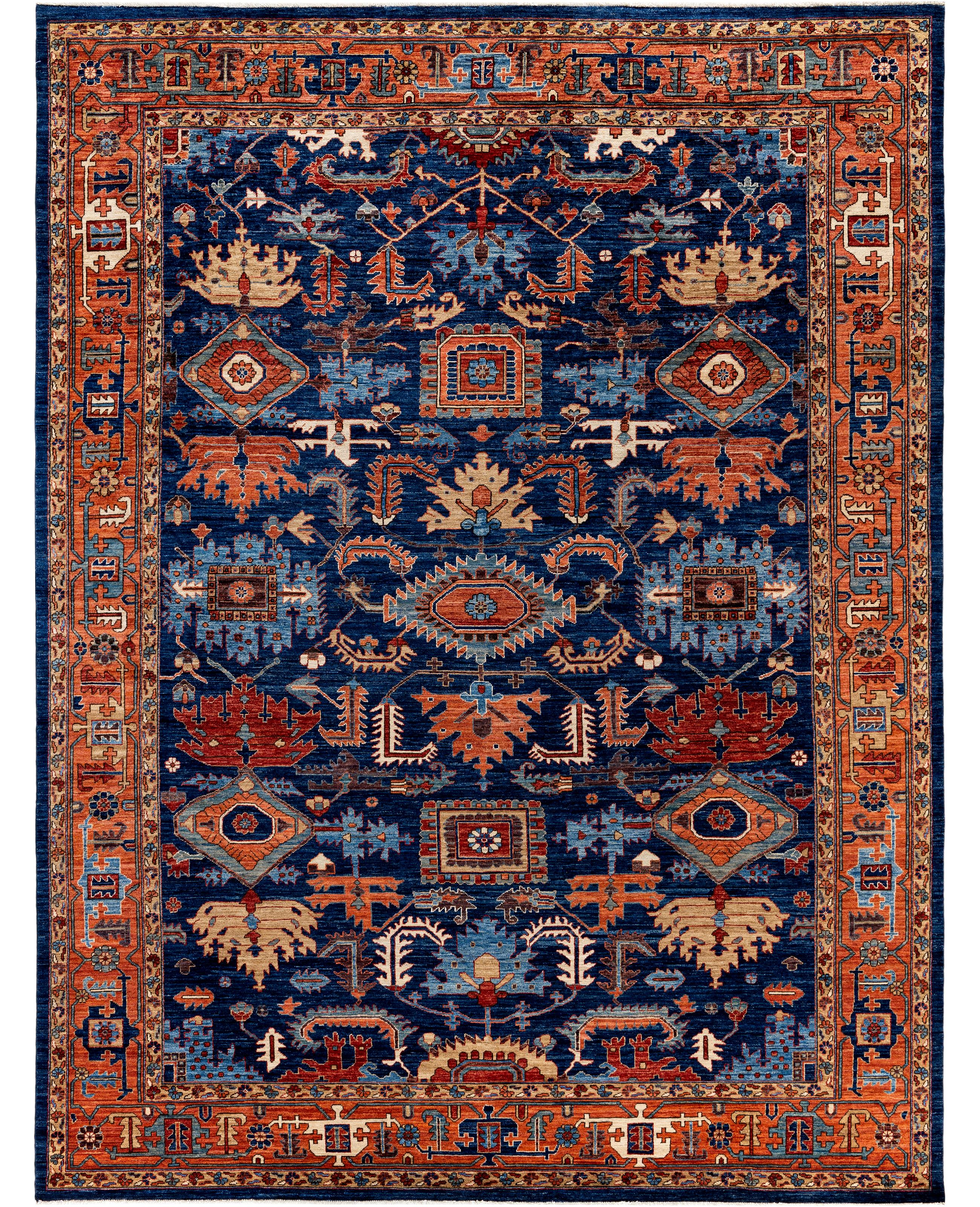 Traditional Tribal Serapi Wool Hand Knotted Blue Area Rug 8' 11" x 11' 9"