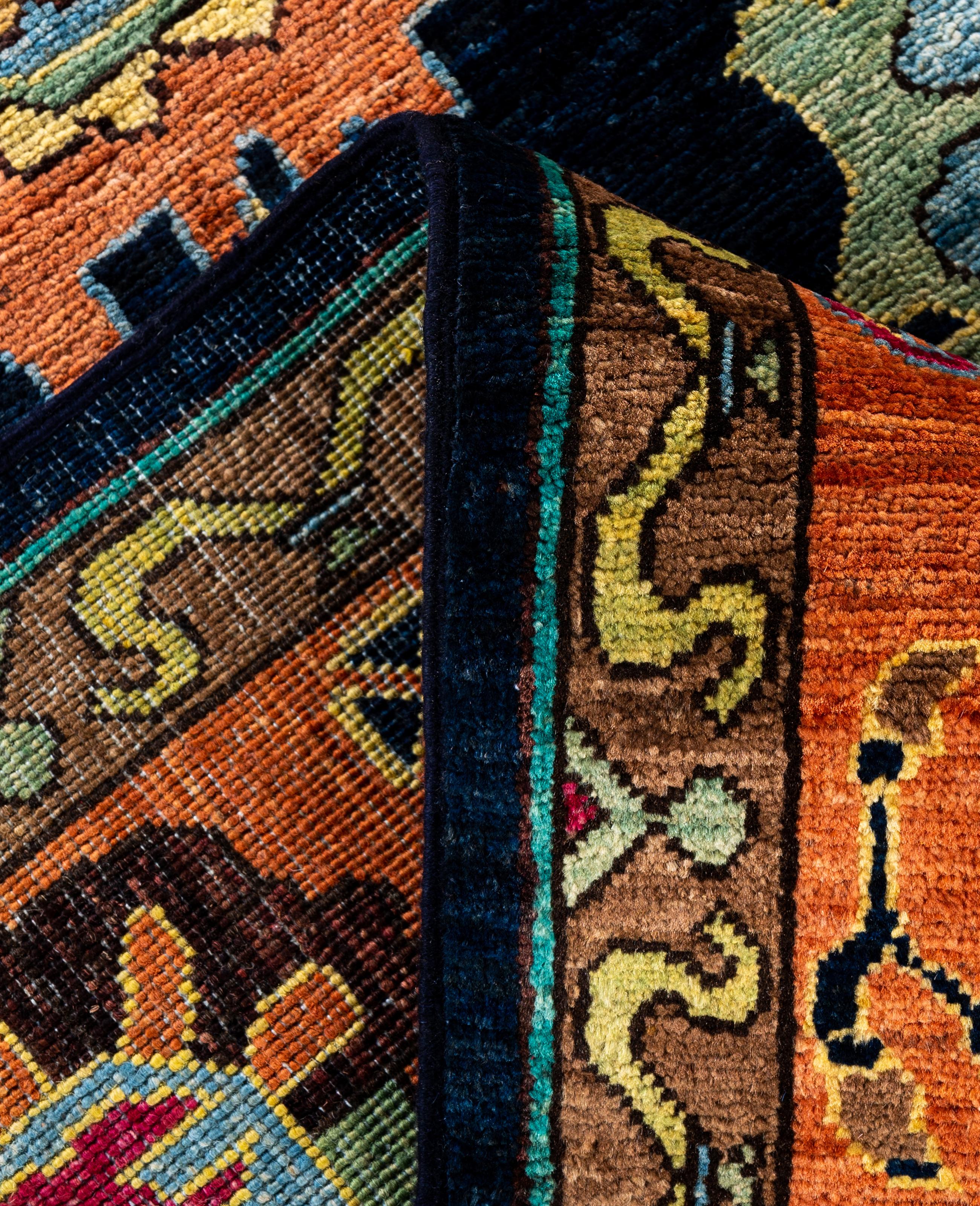 XXIe siècle et contemporain Tapis traditionnel tribal Serapi bleu noué à la main 8' 2