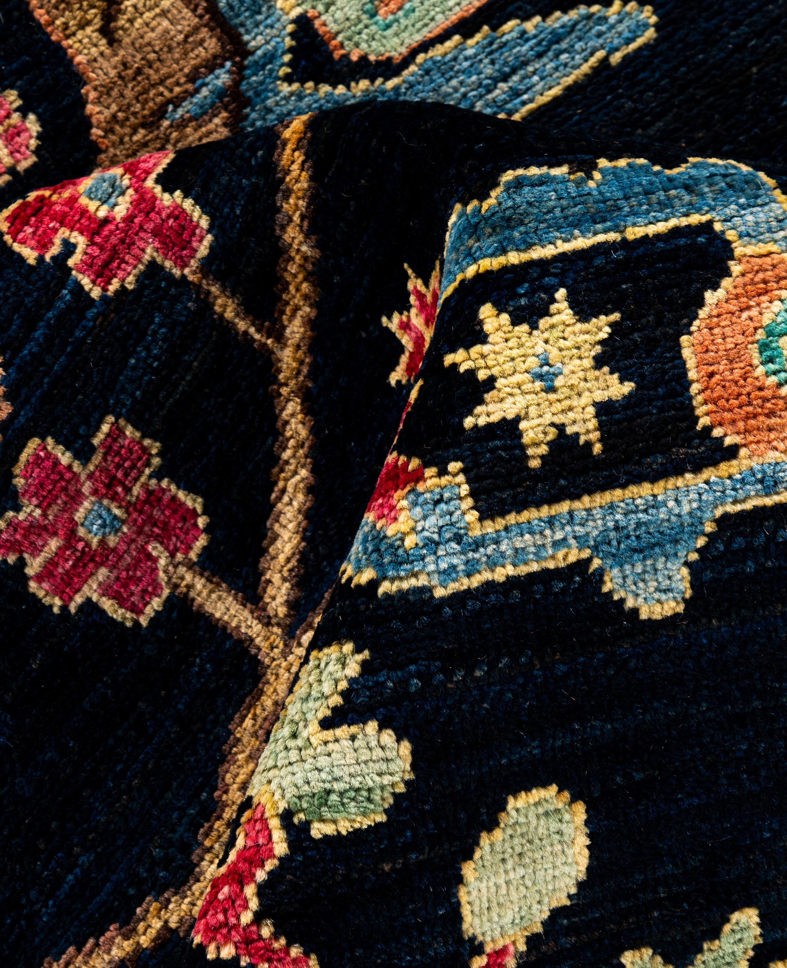 Traditional Tribal Serapi Wool Hand Knotted Blue Area Rug 8' 2