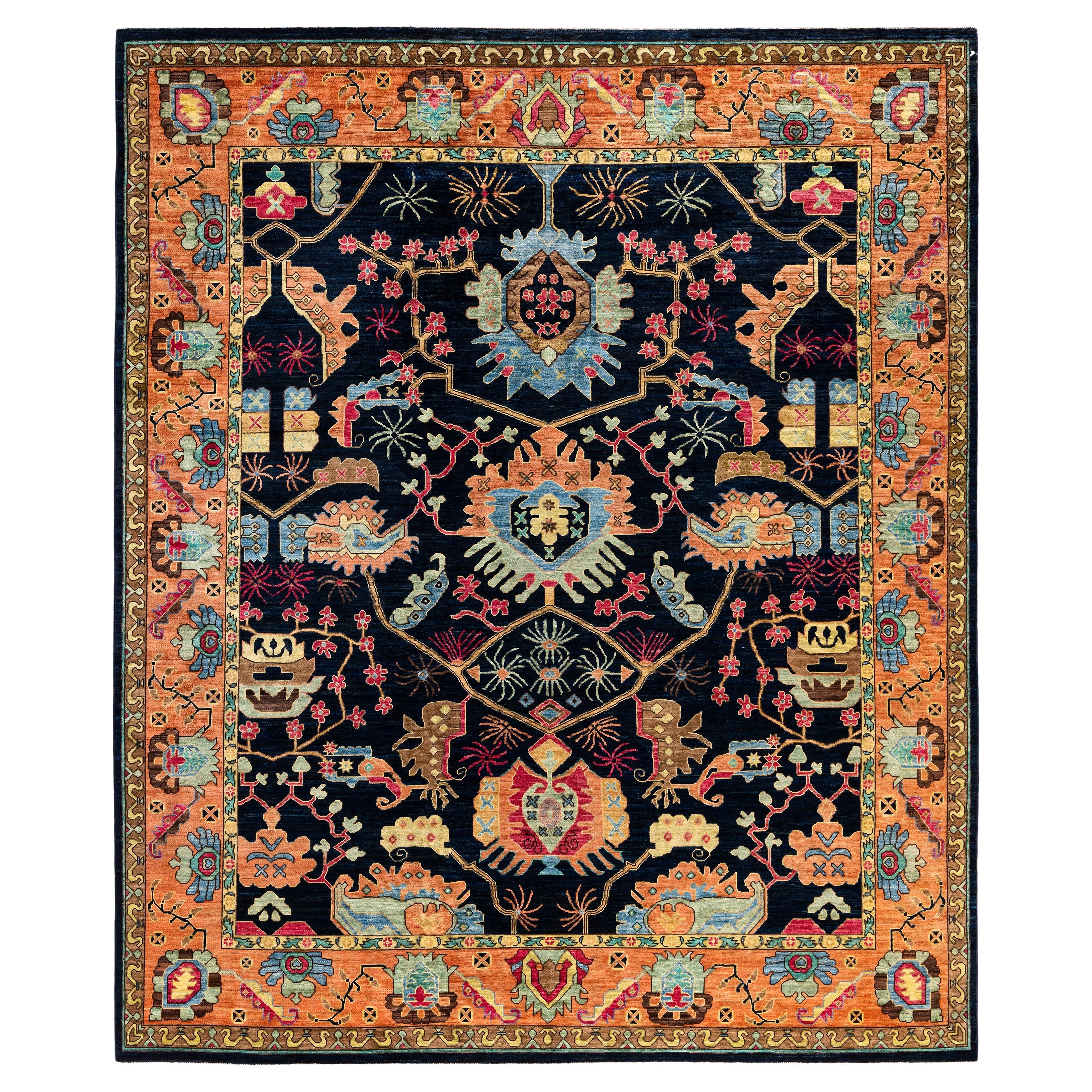 Traditional Tribal Serapi Wool Hand Knotted Blue Area Rug 8' 2" x 9' 10"
