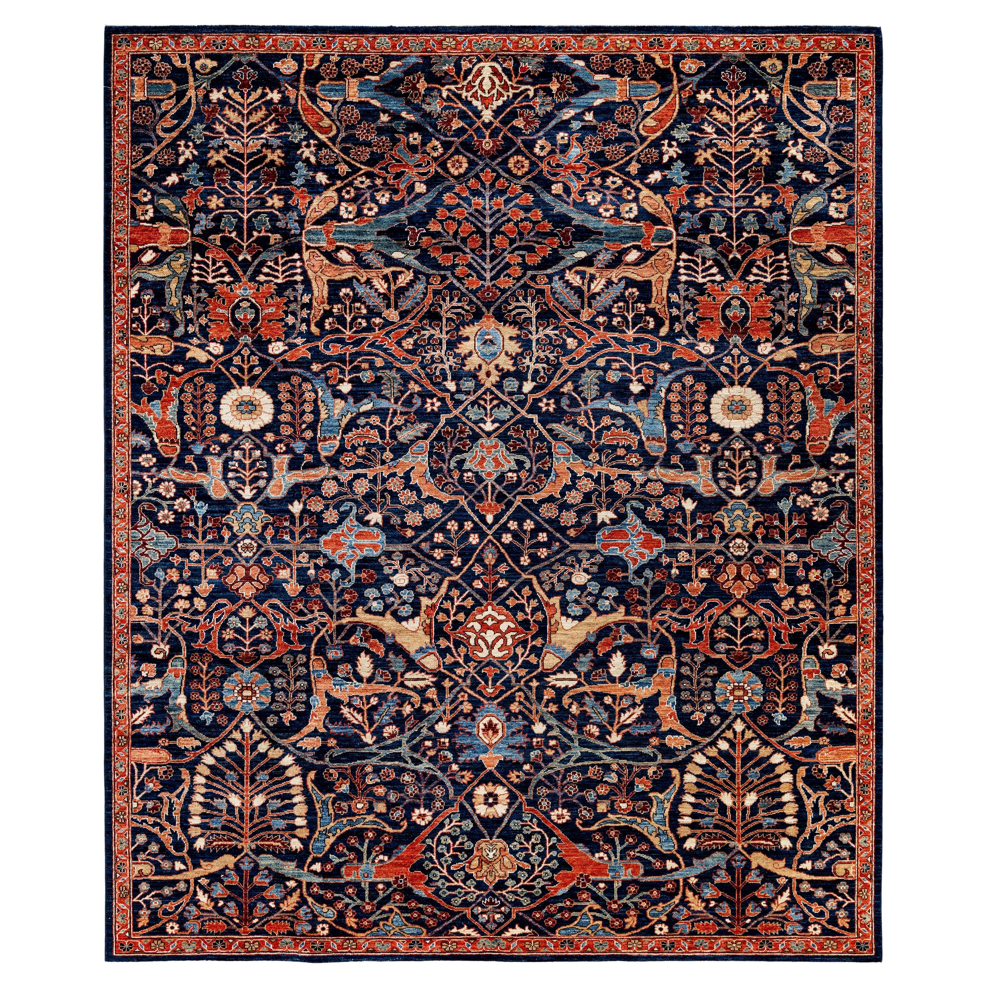 Traditional Tribal Serapi Wool Hand Knotted Blue Area Rug 8' 2" x 9' 11"