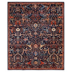 Traditional Tribal Serapi Wool Hand Knotted Blue Area Rug 8' 2" x 9' 11"