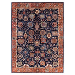 Traditional Tribal Serapi Wool Hand Knotted Blue Area Rug 9' 0" x 11' 8"