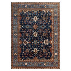 Traditional Tribal Serapi Wool Hand Knotted Blue Area Rug 9' 0" x 12' 4"