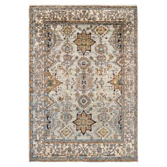 Traditional Tribal Serapi Wool Hand Knotted Gray Area Rug 3' 11" x 5' 8"