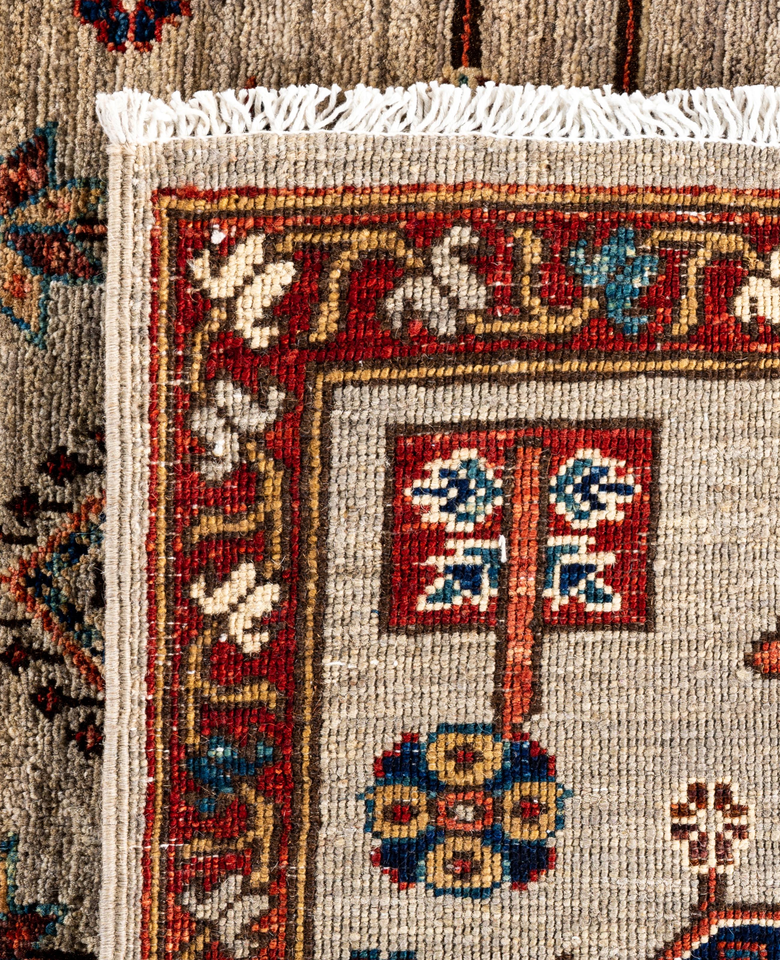 Traditional Tribal Serapi Wool Hand Knotted Gray Area Rug 5' 11
