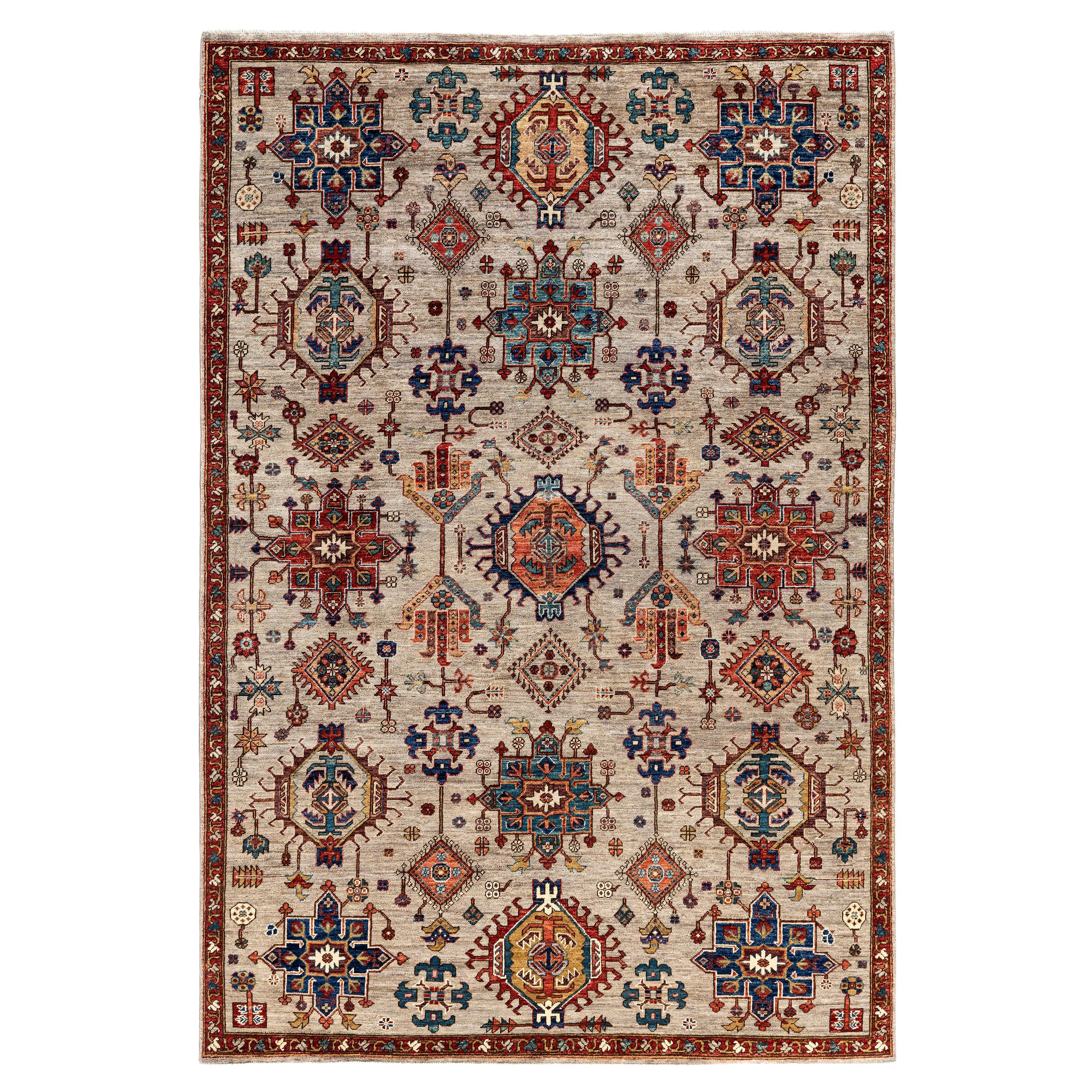 Traditional Tribal Serapi Wool Hand Knotted Gray Area Rug 5' 11" x 8' 10"