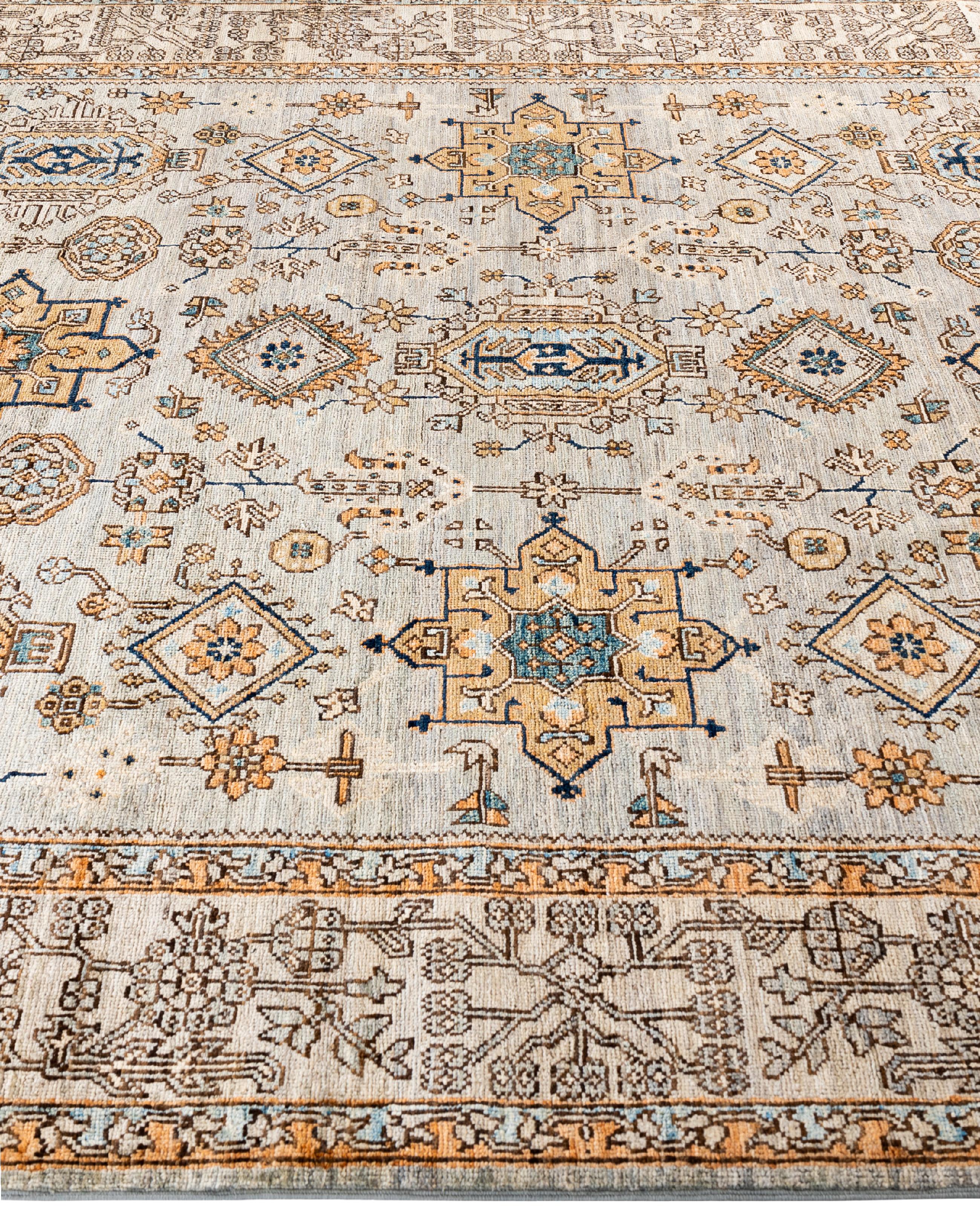 Hand-Knotted Traditional Tribal Serapi Wool Hand Knotted Gray Area Rug 6' 0