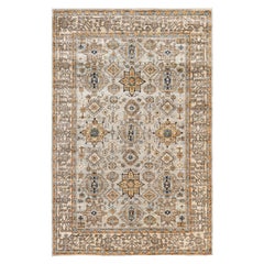 Alfombra Tribal Tradicional Serapi Gris Anudada a Mano 6' 0" x 9' 1"