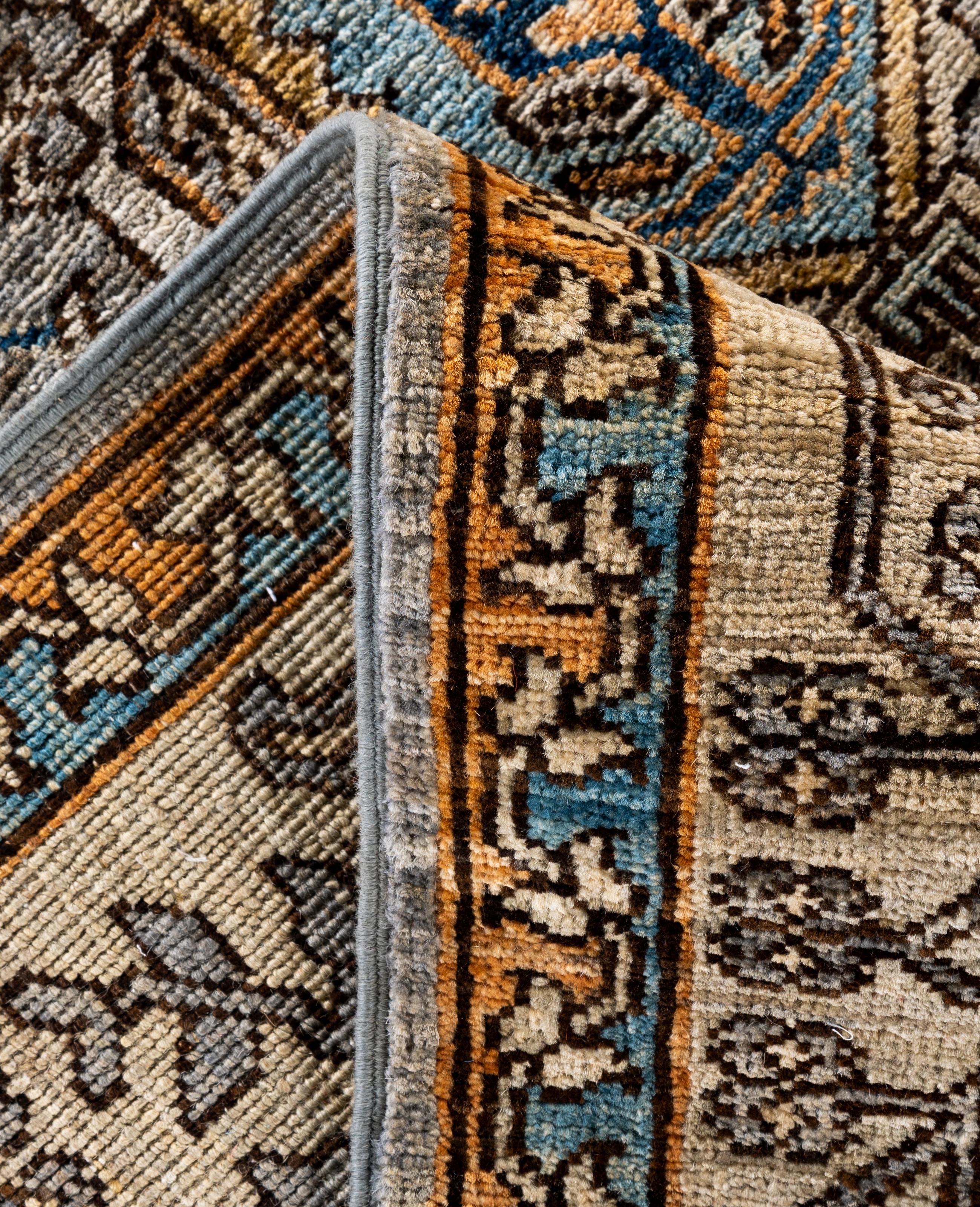 XXIe siècle et contemporain Tapis traditionnel tribal Serapi gris noué à la main 6' 2