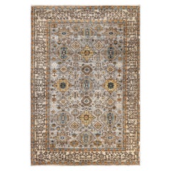 Traditional Tribal Serapi Wool Hand Knotted Gray Area Rug 6' 2" x 8' 11"