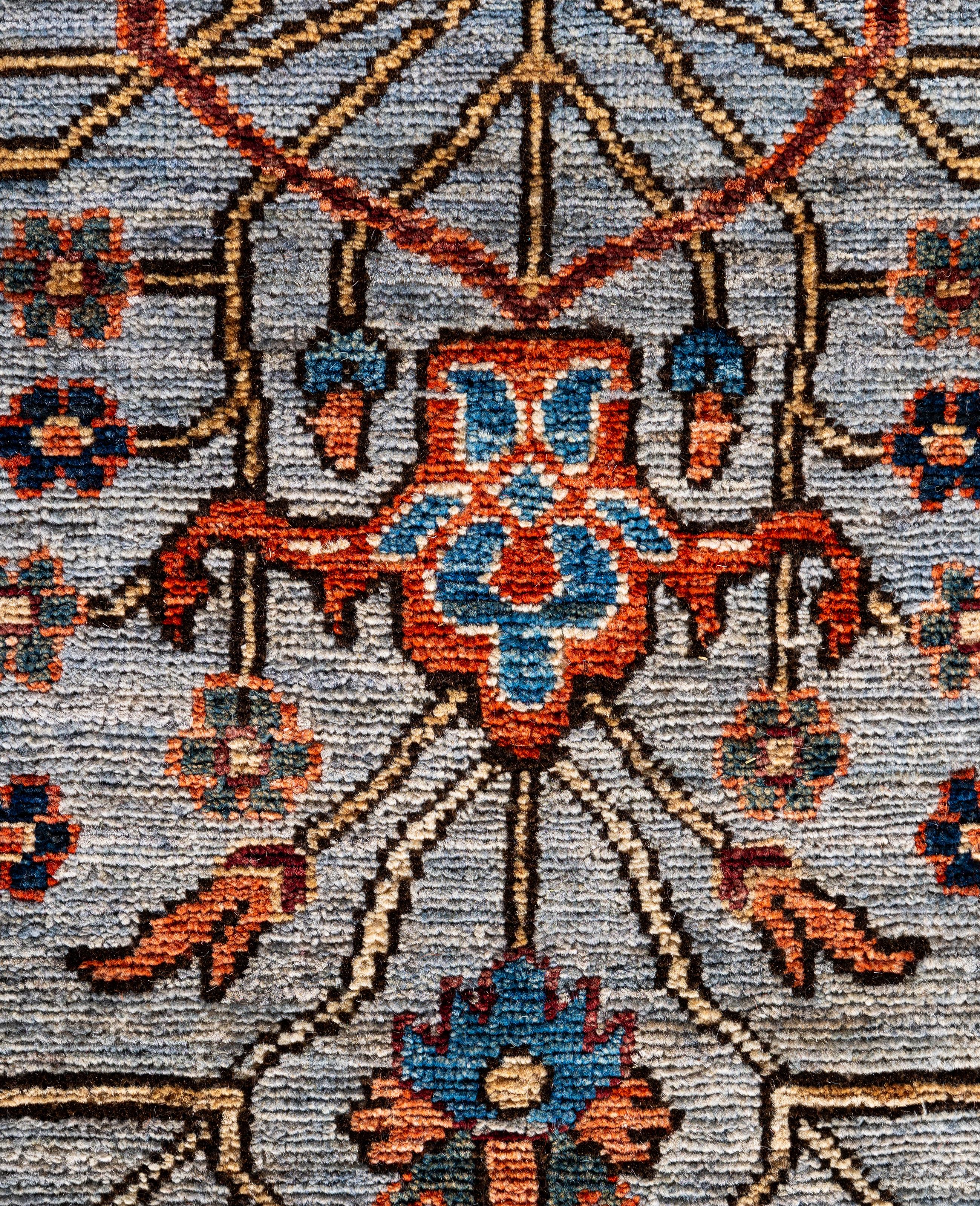 Pakistanais Tapis traditionnel tribal Serapi gris noué à la main 9' 0