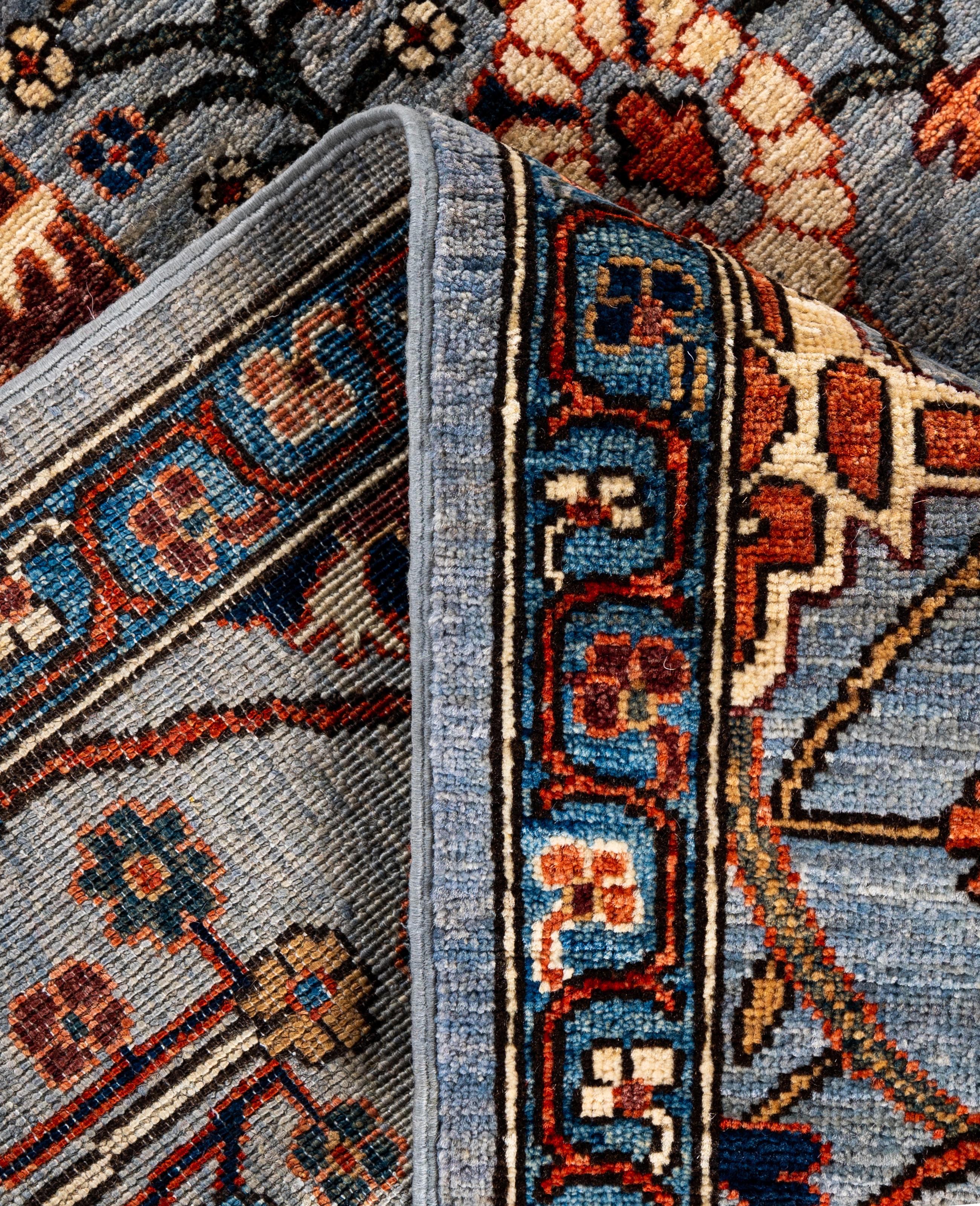 XXIe siècle et contemporain Tapis traditionnel tribal Serapi gris noué à la main 9' 0