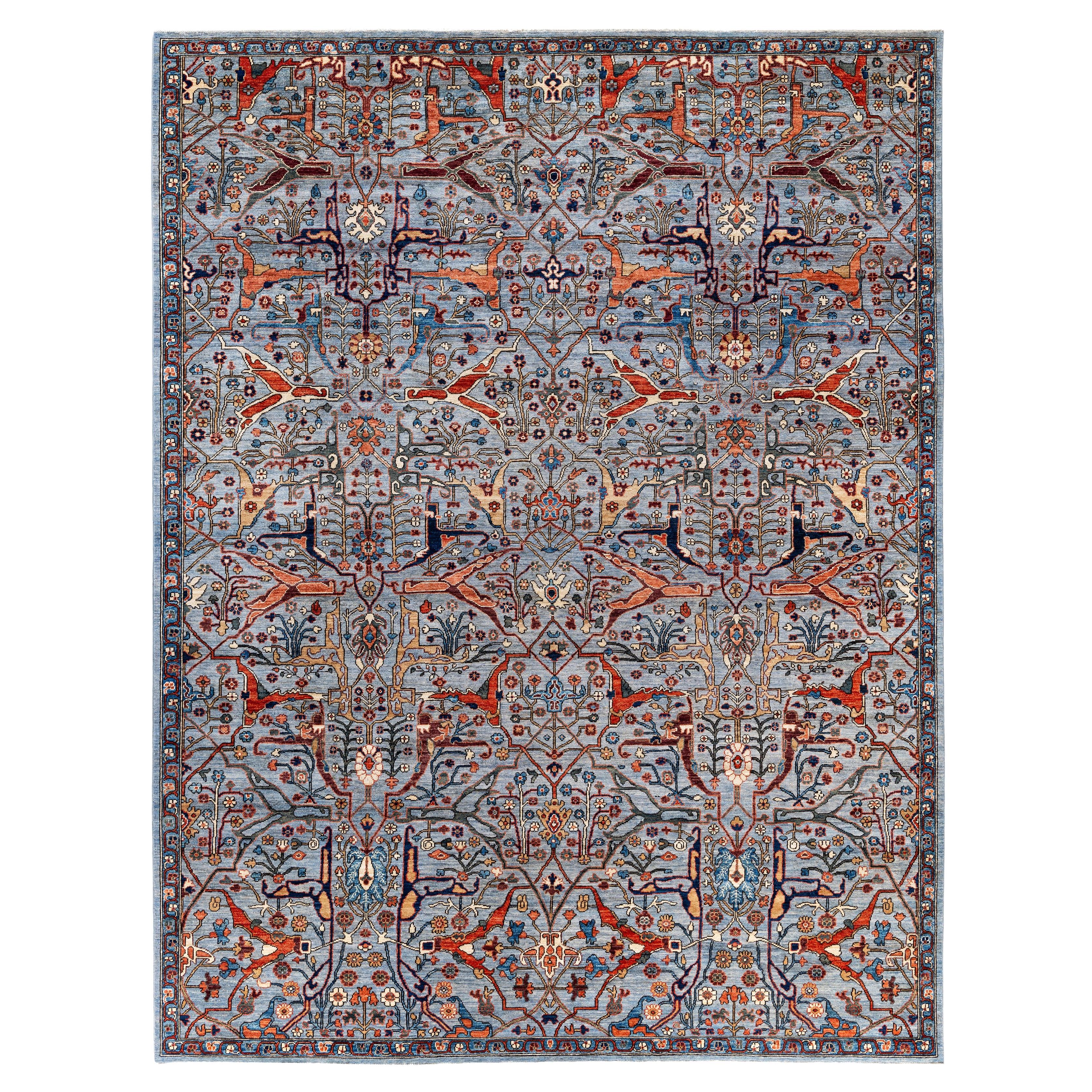 Traditional Tribal Serapi Wool Hand Knotted Gray Area Rug 9' 0" x 11' 11"