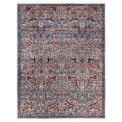 Traditional Tribal Serapi Wool Hand Knotted Gray Area Rug 9' 0" x 11' 11"