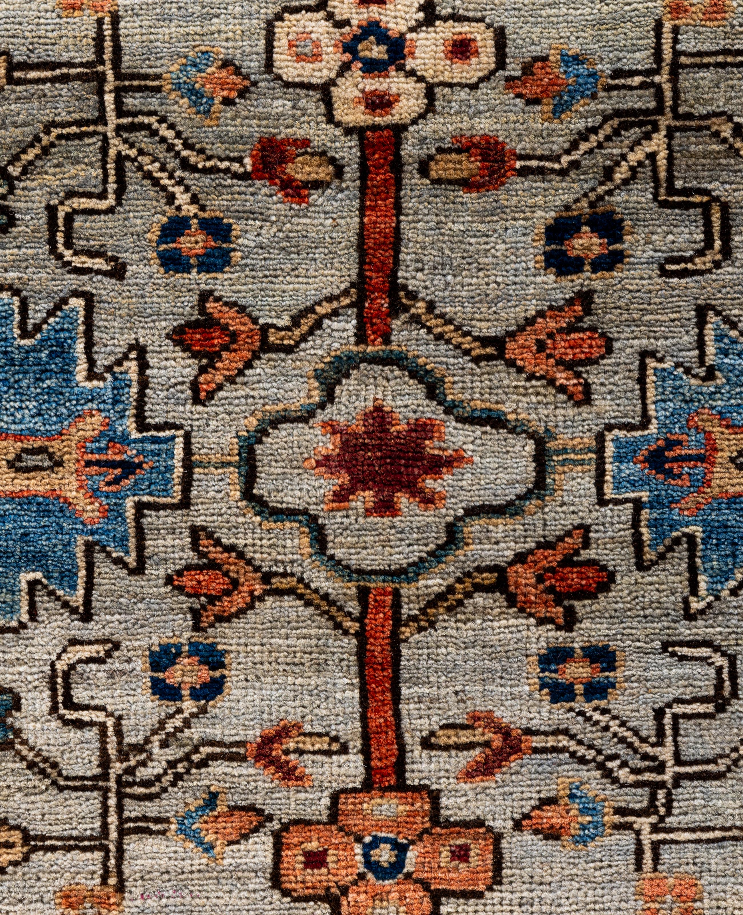 Pakistanais Tapis traditionnel tribal Serapi gris noué à la main 9' 1