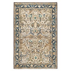 Traditional Tribal Serapi Wool Hand Knotted Ivory Area Rug 3' 3" x 4' 11"
