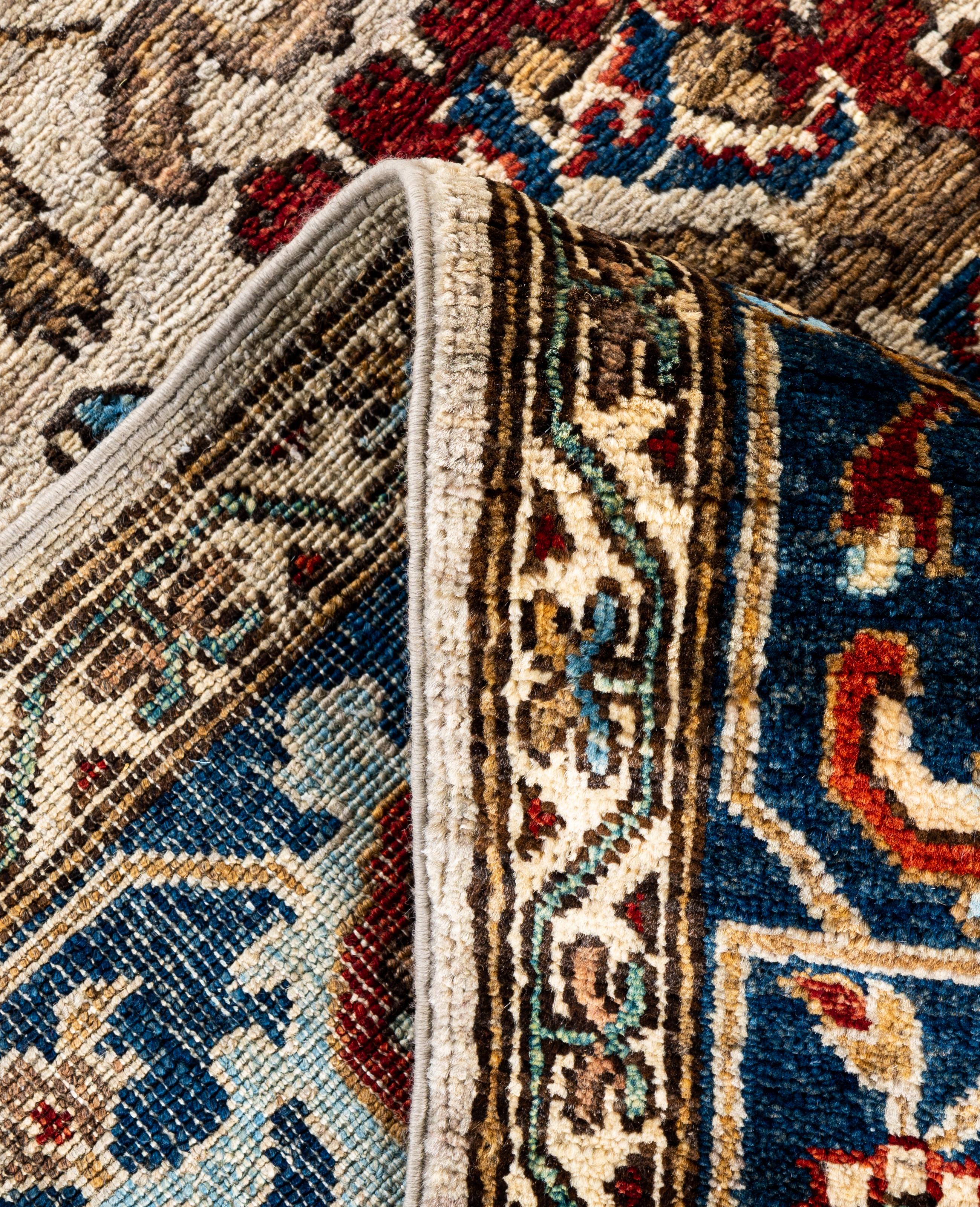 XXIe siècle et contemporain Tapis traditionnel tribal Serapi en laine ivoire noué à la main 6' 0