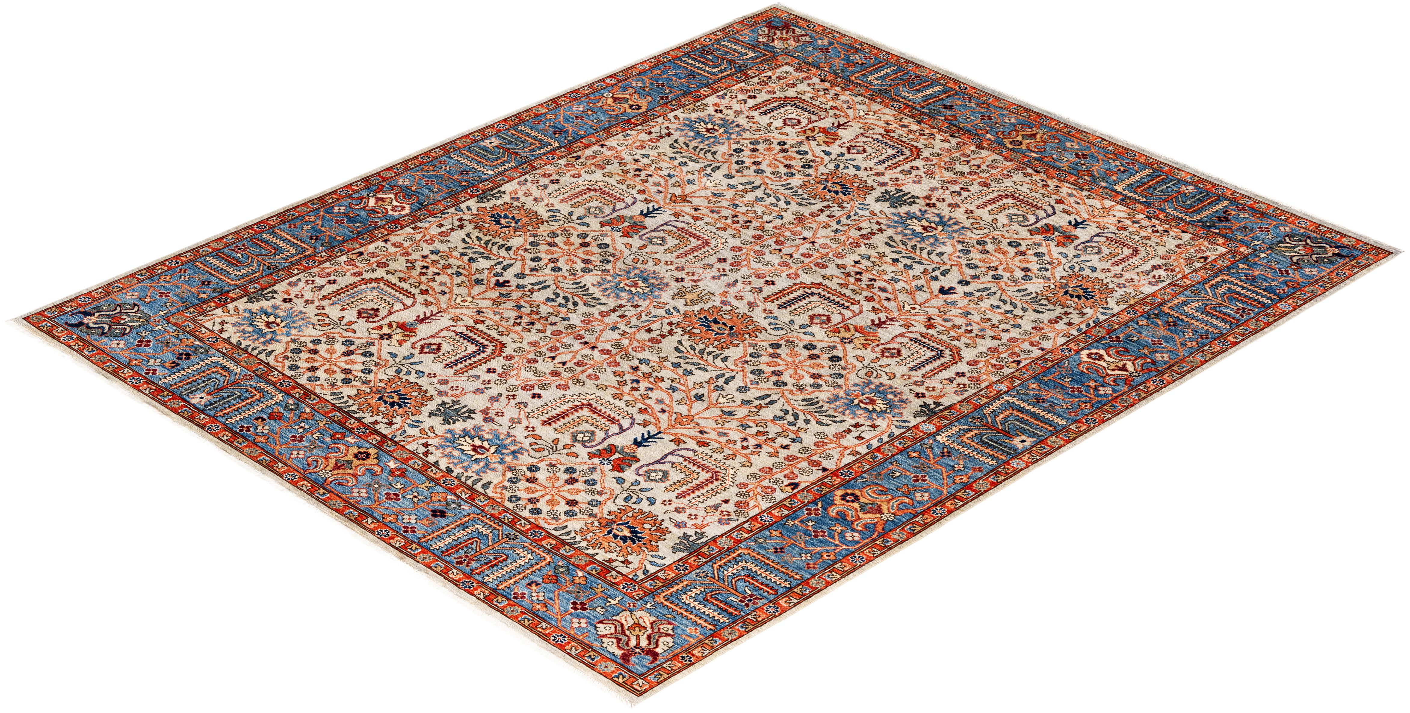 Traditional Tribal Serapi Wool Hand Knotted Ivory Area Rug 8' 0
