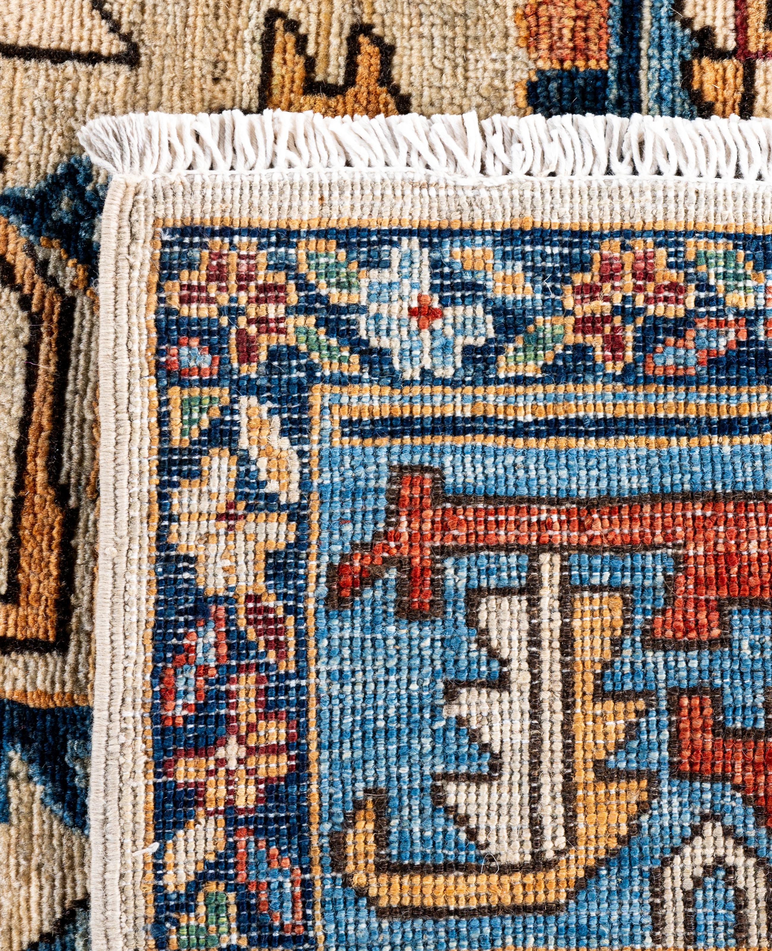 Traditional Tribal Serapi Wool Hand Knotted Ivory Area Rug 8' 1