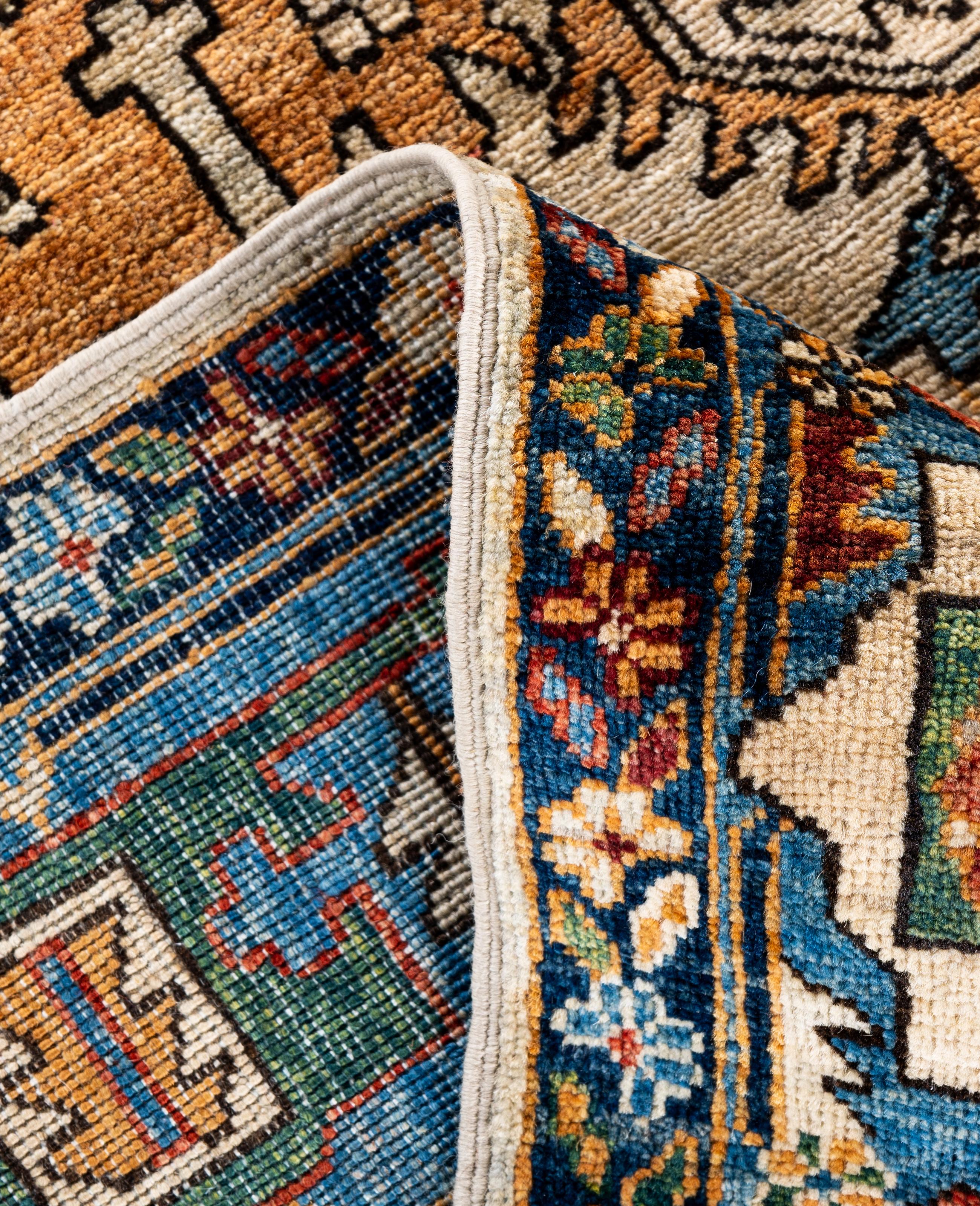 Contemporary Traditional Tribal Serapi Wool Hand Knotted Ivory Area Rug 8' 1