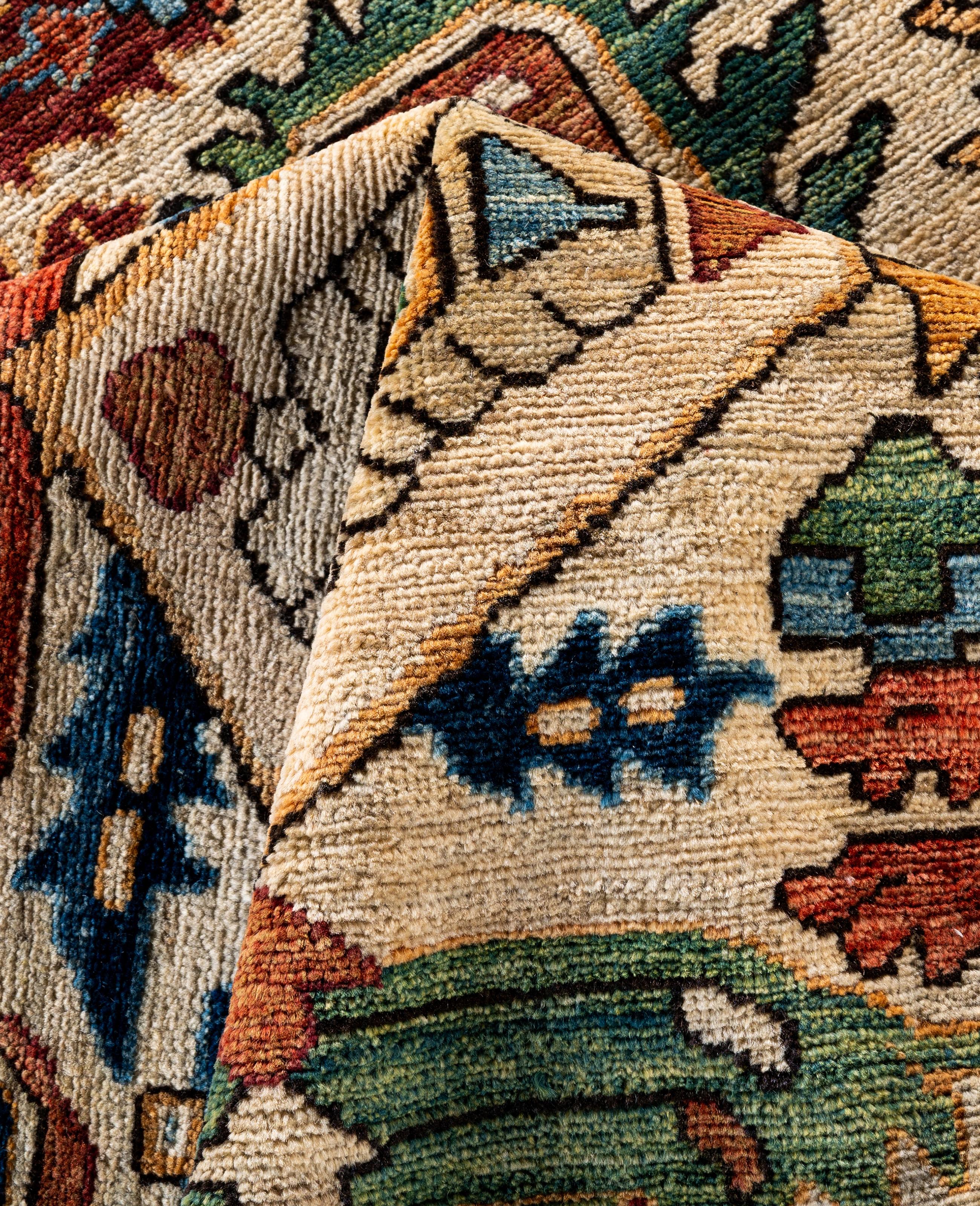 Traditional Tribal Serapi Wool Hand Knotted Ivory Area Rug 8' 1
