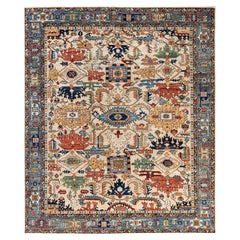 Traditional Tribal Serapi Wool Hand Knotted Ivory Area Rug 8' 1" x 9' 8"