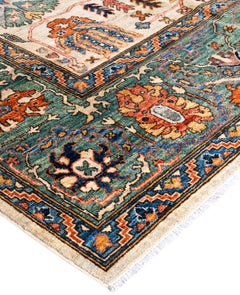 Traditional Tribal Serapi Wool Hand Knotted Ivory Area Rug 8' 10" x 12' 0"