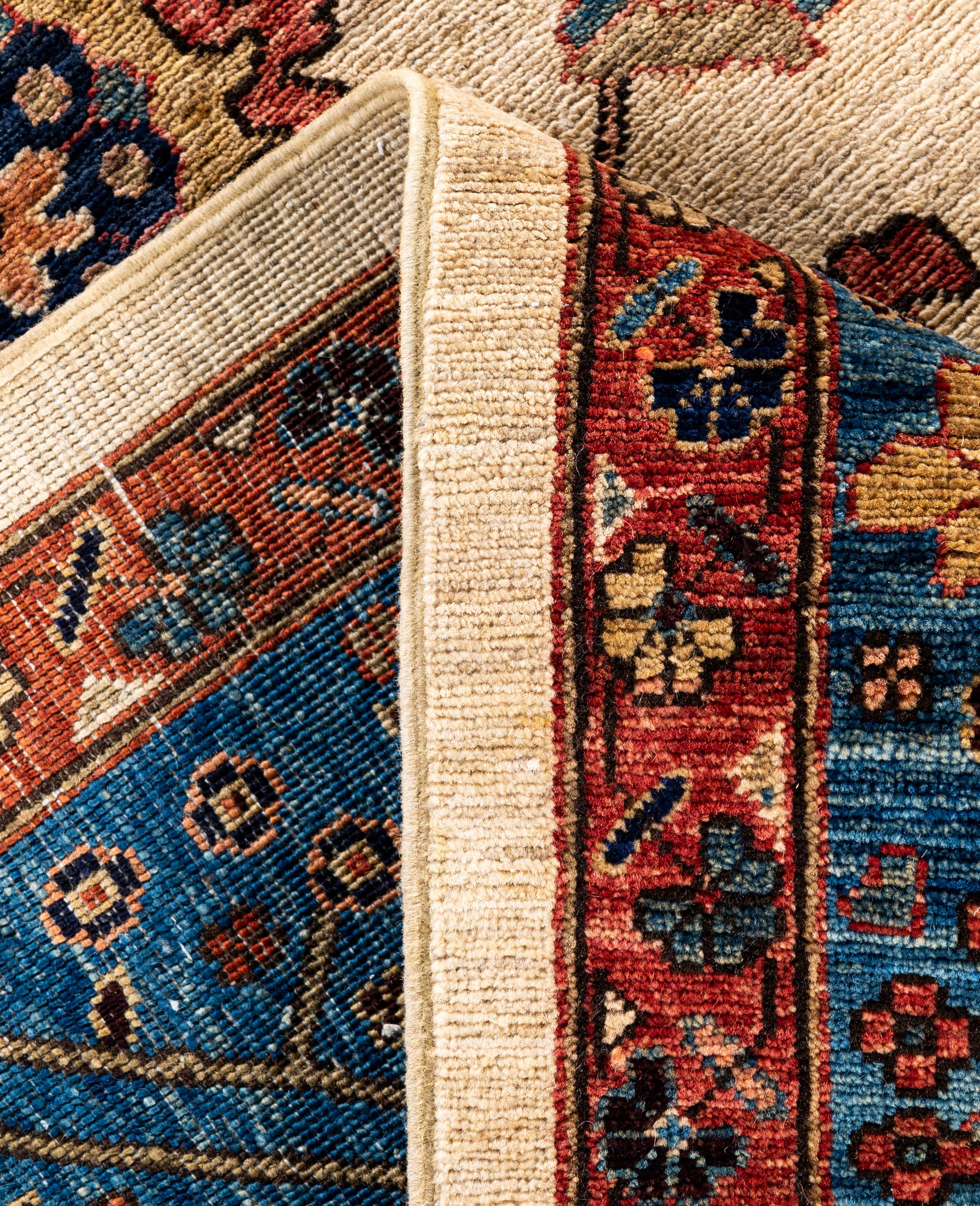 XXIe siècle et contemporain Tapis traditionnel tribal Serapi en laine ivoire noué à la main 8' 10