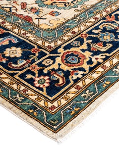 Traditional Tribal Serapi Wool Hand Knotted Ivory Area Rug 8' 11" x 11' 11"