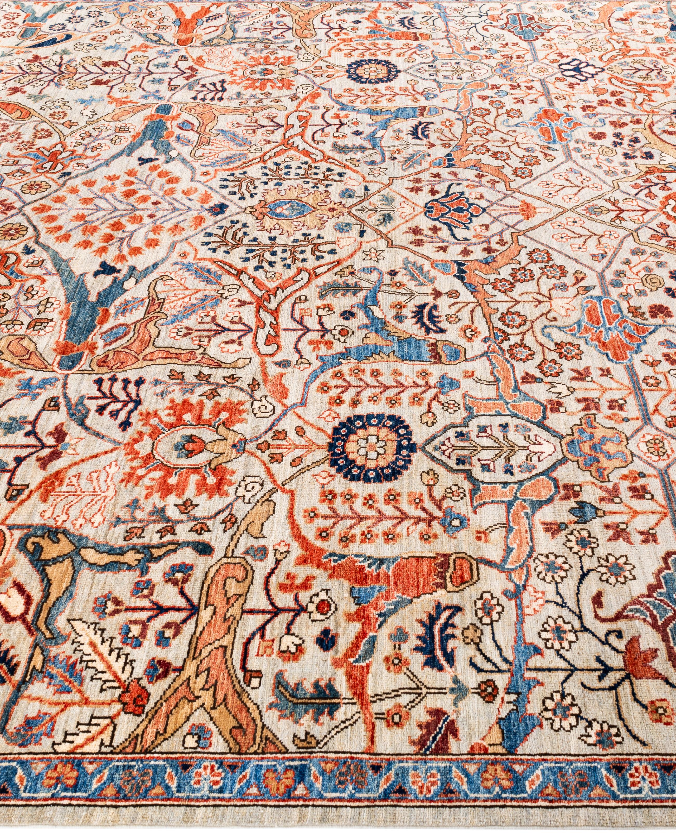Alfombra Tribal Tradicional Serapi de Lana Anudada a Mano en Marfil 8' 11