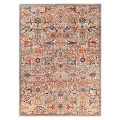 Tapis traditionnel tribal Serapi en laine ivoire noué à la main 8' 11" x 12' 0"