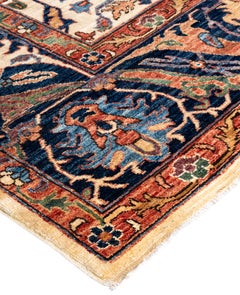 Traditional Tribal Serapi Wool Hand Knotted Ivory Area Rug 9' 0" x 11' 9"