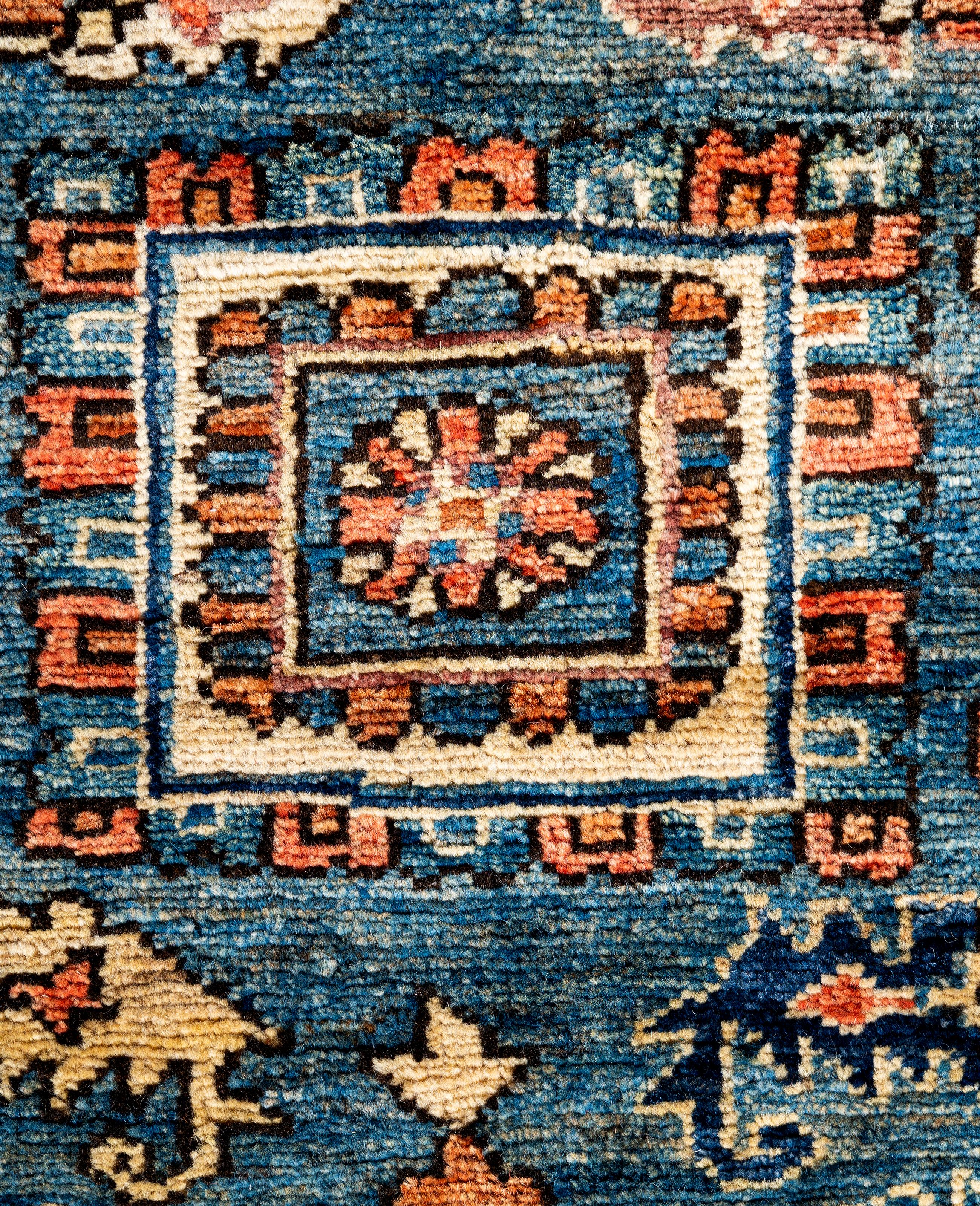 Pakistani Traditional Tribal Serapi Wool Hand Knotted Light Blue Area Rug 2' 6
