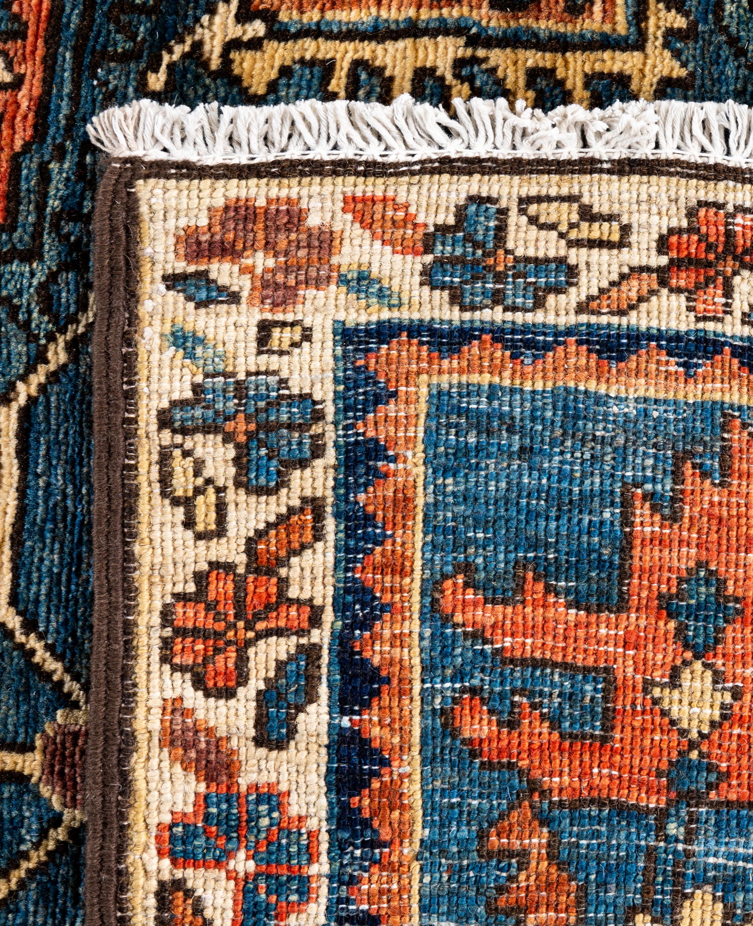 Traditional Tribal Serapi Wool Hand Knotted Light Blue Area Rug 2' 6