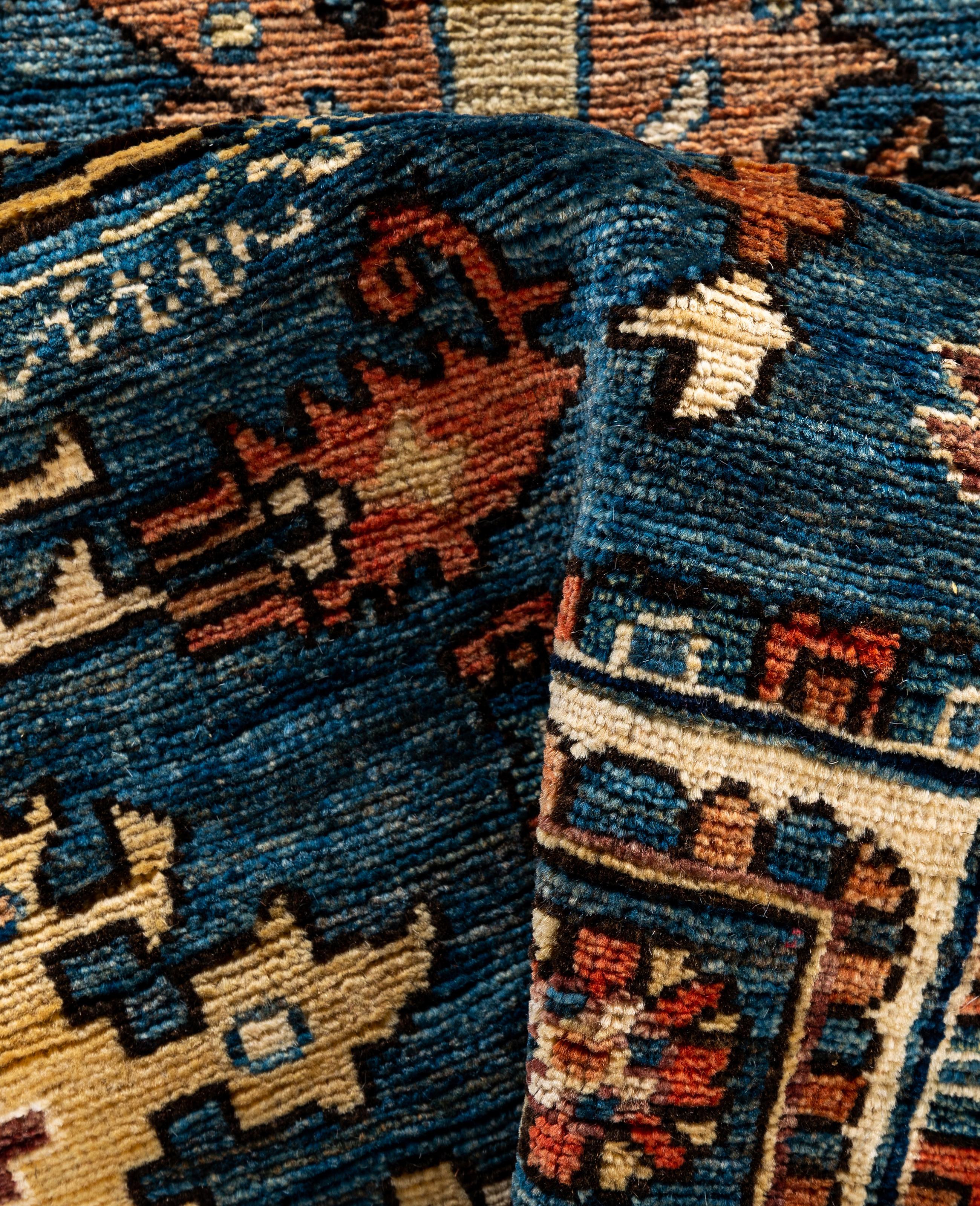 Traditional Tribal Serapi Wool Hand Knotted Light Blue Area Rug 2' 6