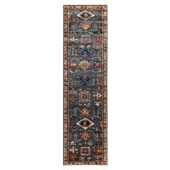 Traditional Tribal Serapi Wool Hand Knotted Light Blue Area Rug 2' 6" x 9' 5"