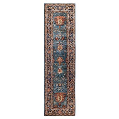 Traditional Tribal Serapi Wool Hand Knotted Light Blue Area Rug 2' 7" x 9' 6"