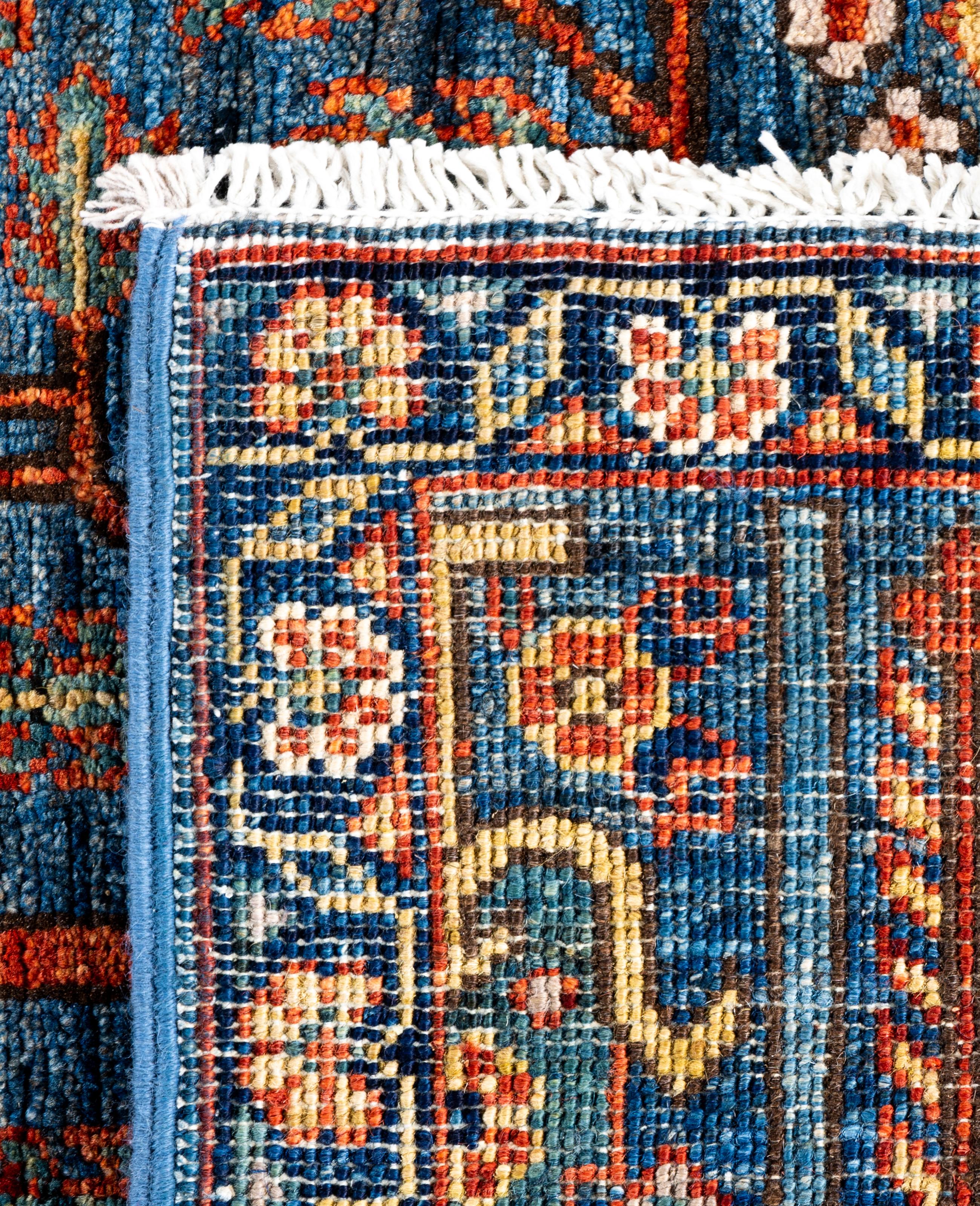 Traditional Tribal Serapi Wool Hand Knotted Light Blue Area Rug 2' 8