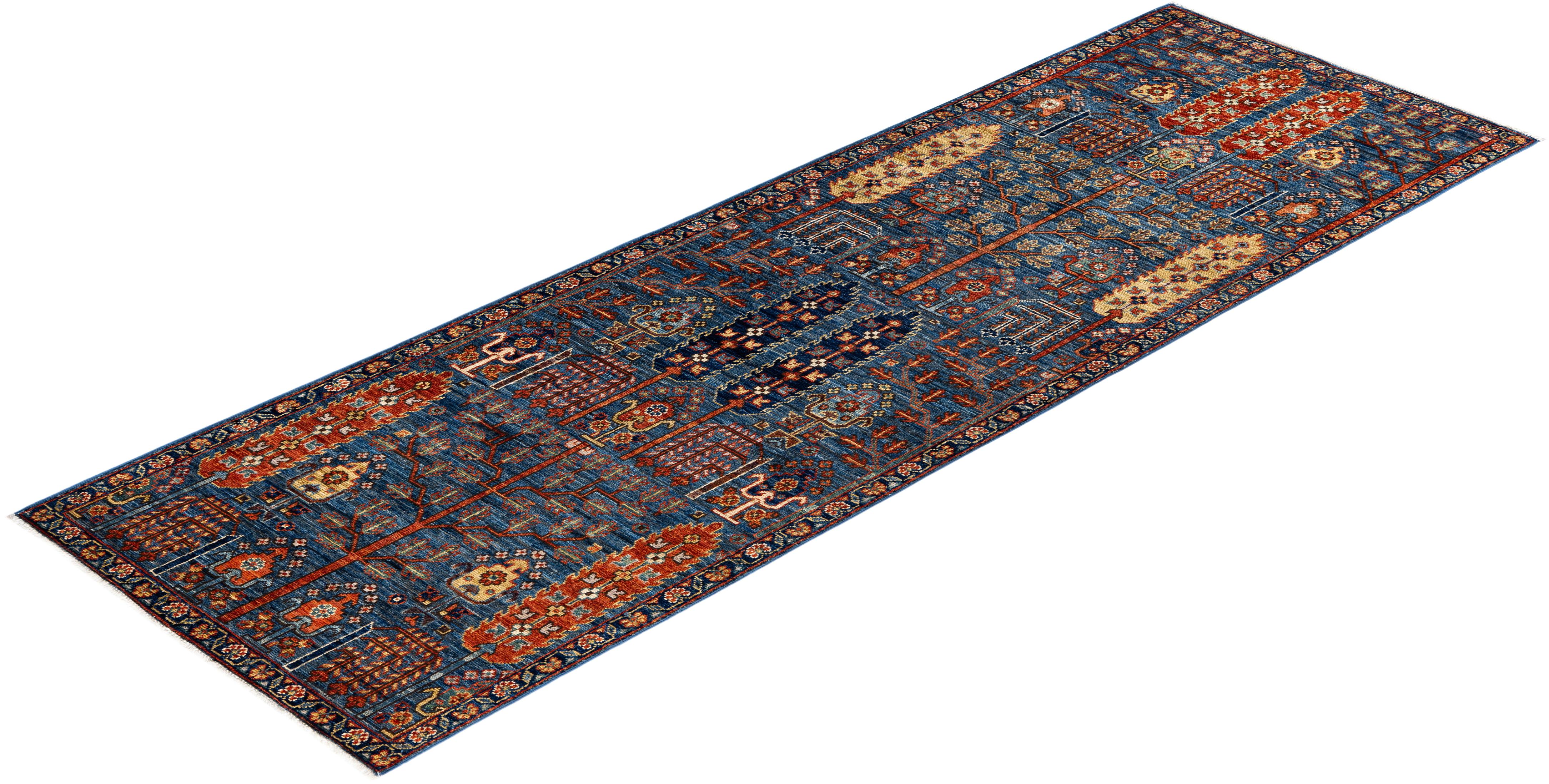 Traditional Tribal Serapi Wool Hand Knotted Light Blue Area Rug 2' 8