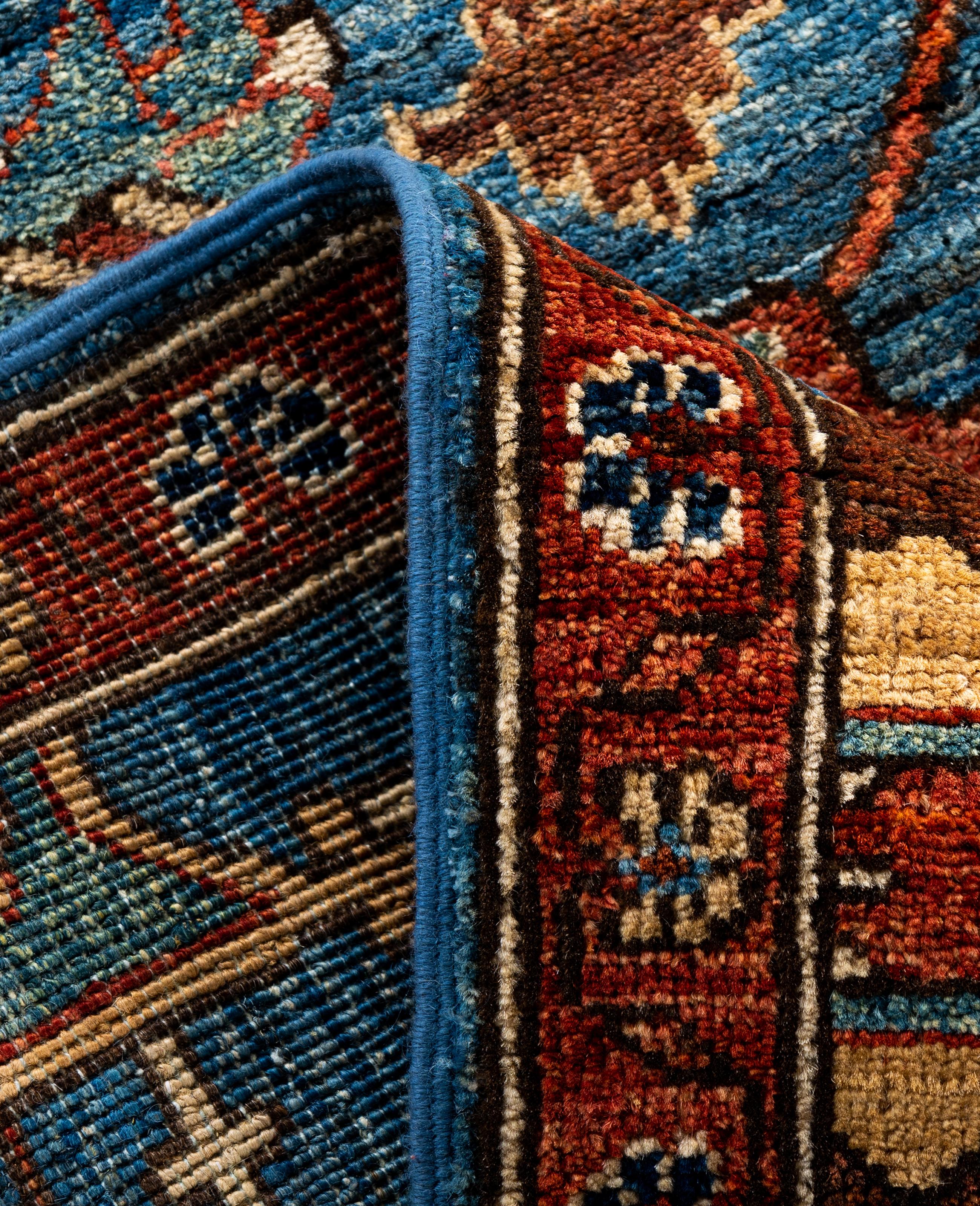 XXIe siècle et contemporain Tapis traditionnel tribal Serapi bleu clair noué à la main 2' 8