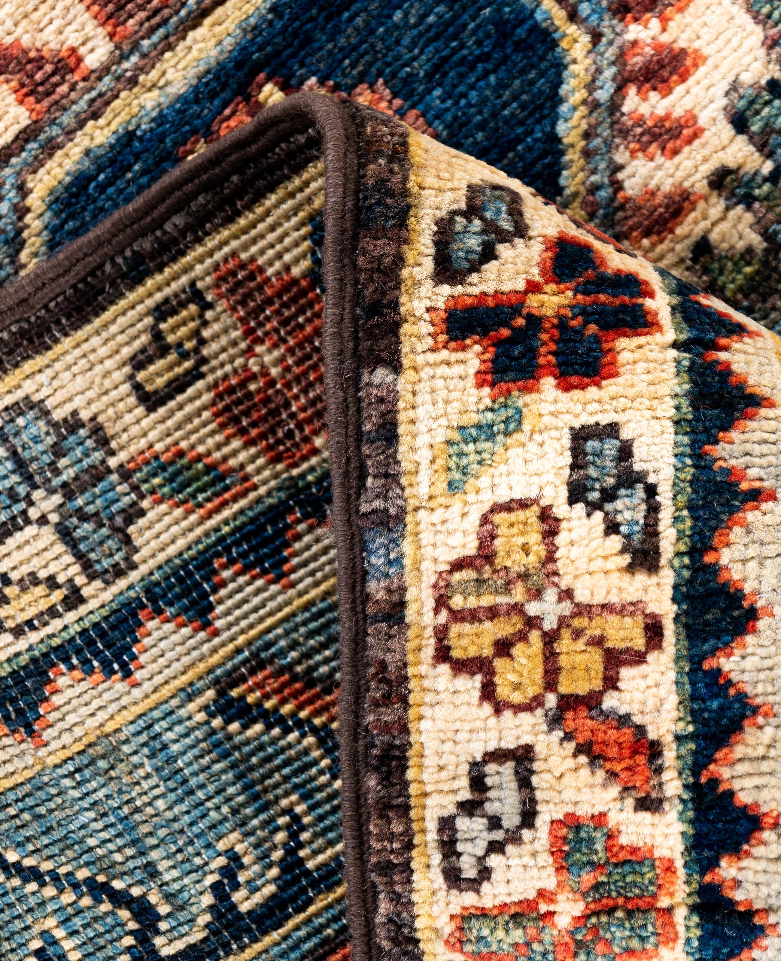 XXIe siècle et contemporain Tapis traditionnel tribal Serapi bleu clair noué à la main 2' 8